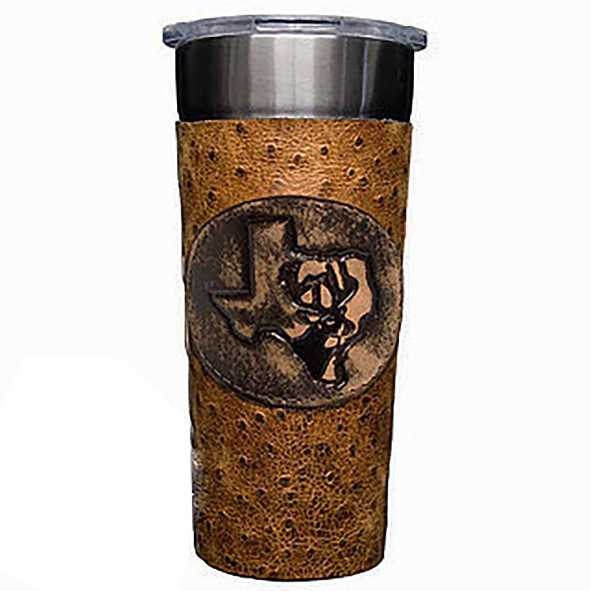 LEATHERWRAP05 - Vintage Ostrich Print Leather Wrap - *EXCLUSIVE PLAQUE OPTIONS - Double J Saddlery