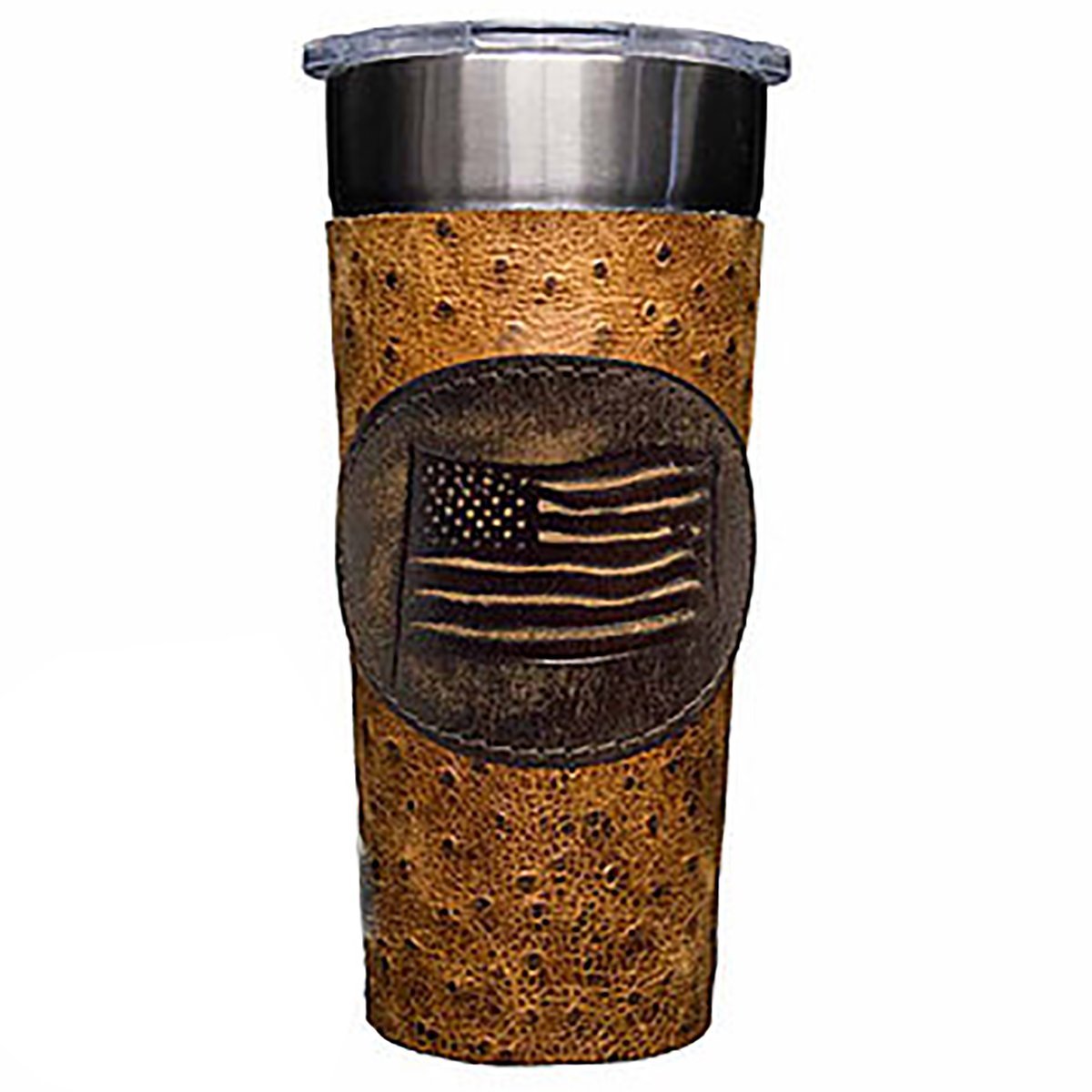 LEATHERWRAP05 - Vintage Ostrich Print Leather Wrap - *EXCLUSIVE PLAQUE OPTIONS - Double J Saddlery