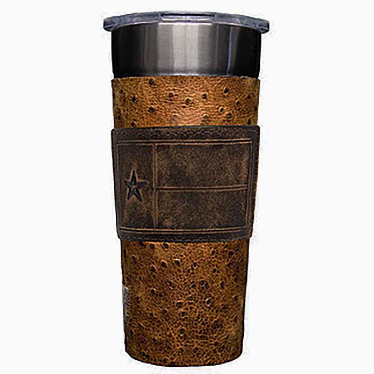 LEATHERWRAP05 - Vintage Ostrich Print Leather Wrap - *EXCLUSIVE PLAQUE OPTIONS - Double J Saddlery