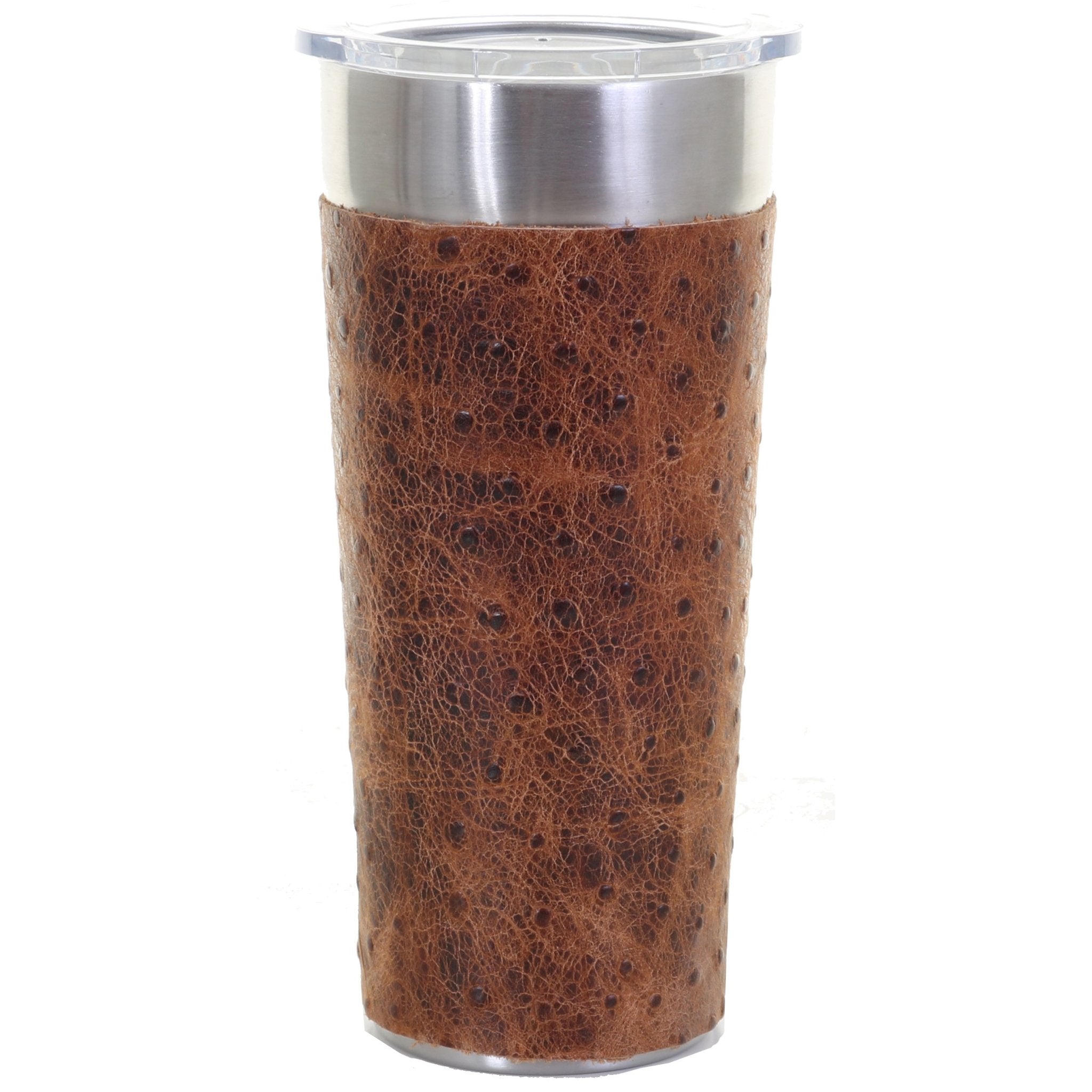 LEATHERWRAP05 - Vintage Ostrich Print Leather Wrap - *EXCLUSIVE PLAQUE OPTIONS - Double J Saddlery