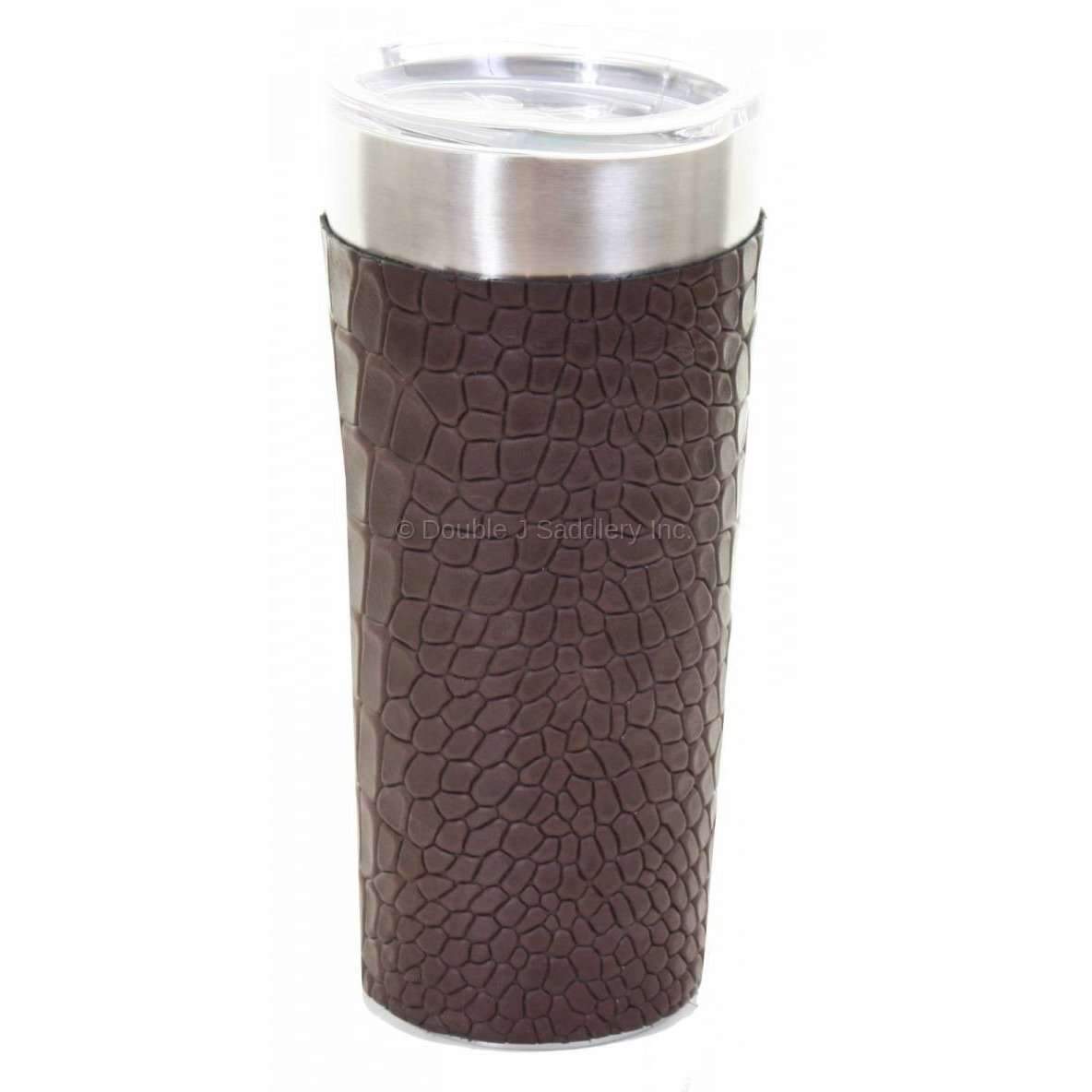 LEATHERWRAP31 - Brown Diamond Back Croc Print Leather Wrap - Double J Saddlery