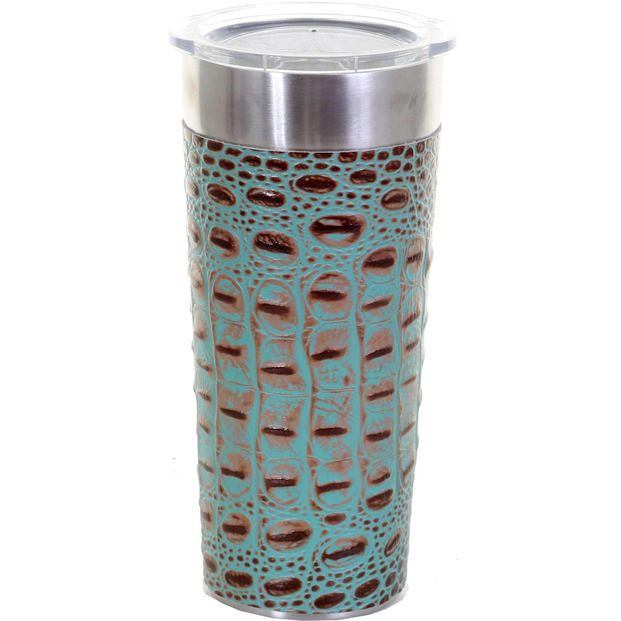 LEATHERWRAP38 - Vintage Mint Croco Print Leather Wrap - Double J Saddlery