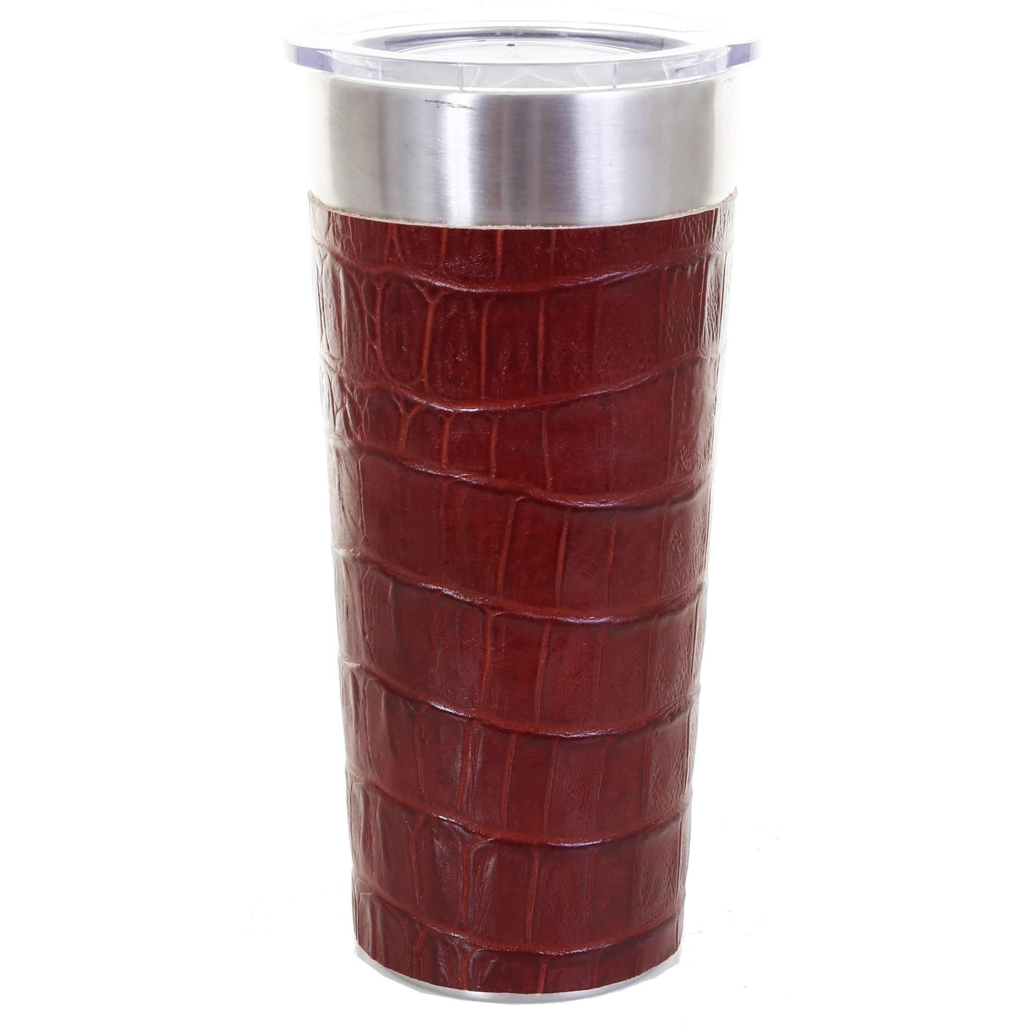 LEATHERWRAP40 - Cognac Gator Print Leather Wrap - Double J Saddlery