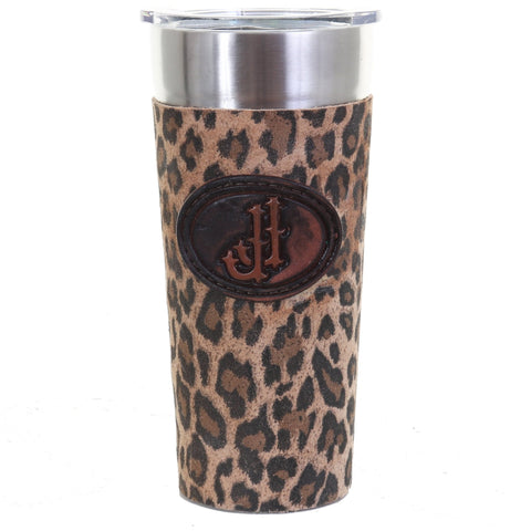 LEATHERWRAP55A - Cheetah Suede Tan Leather Wrap with JJ Plaque - Double J Saddlery