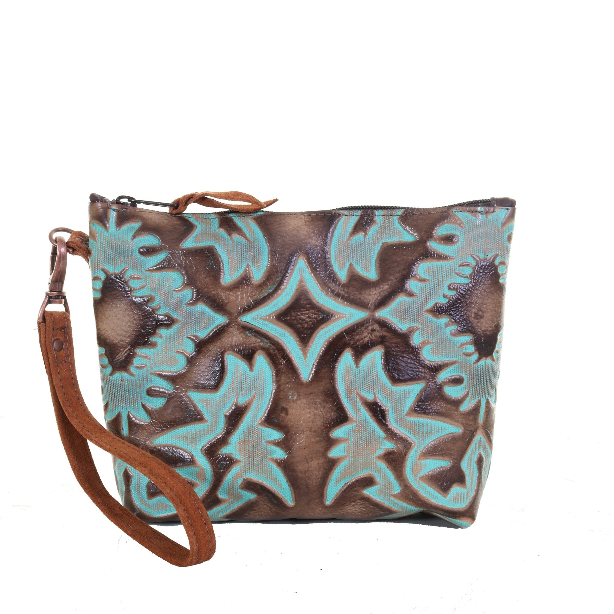 LMP17 - Laredo Burnt Turquoise Large Makeup Pouch - Double J Saddlery