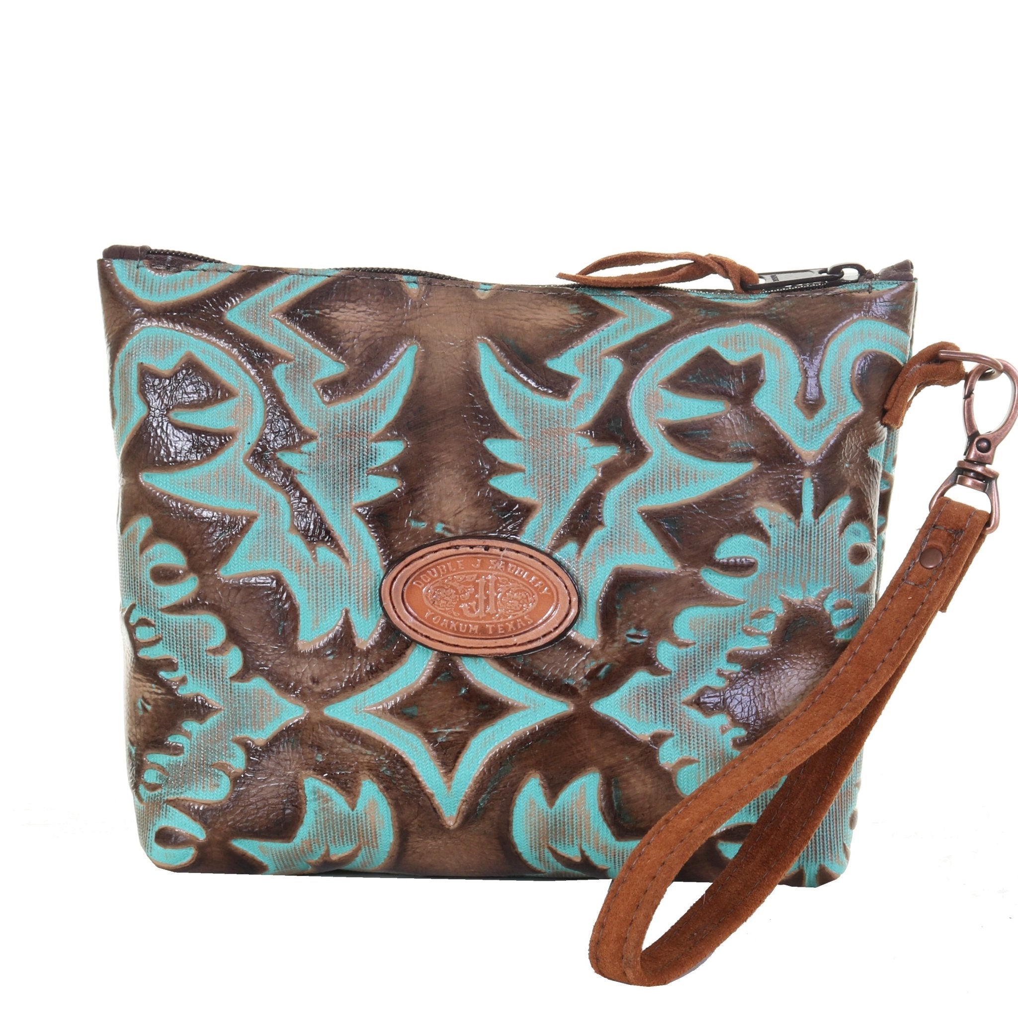 LMP17 - Laredo Burnt Turquoise Large Makeup Pouch - Double J Saddlery
