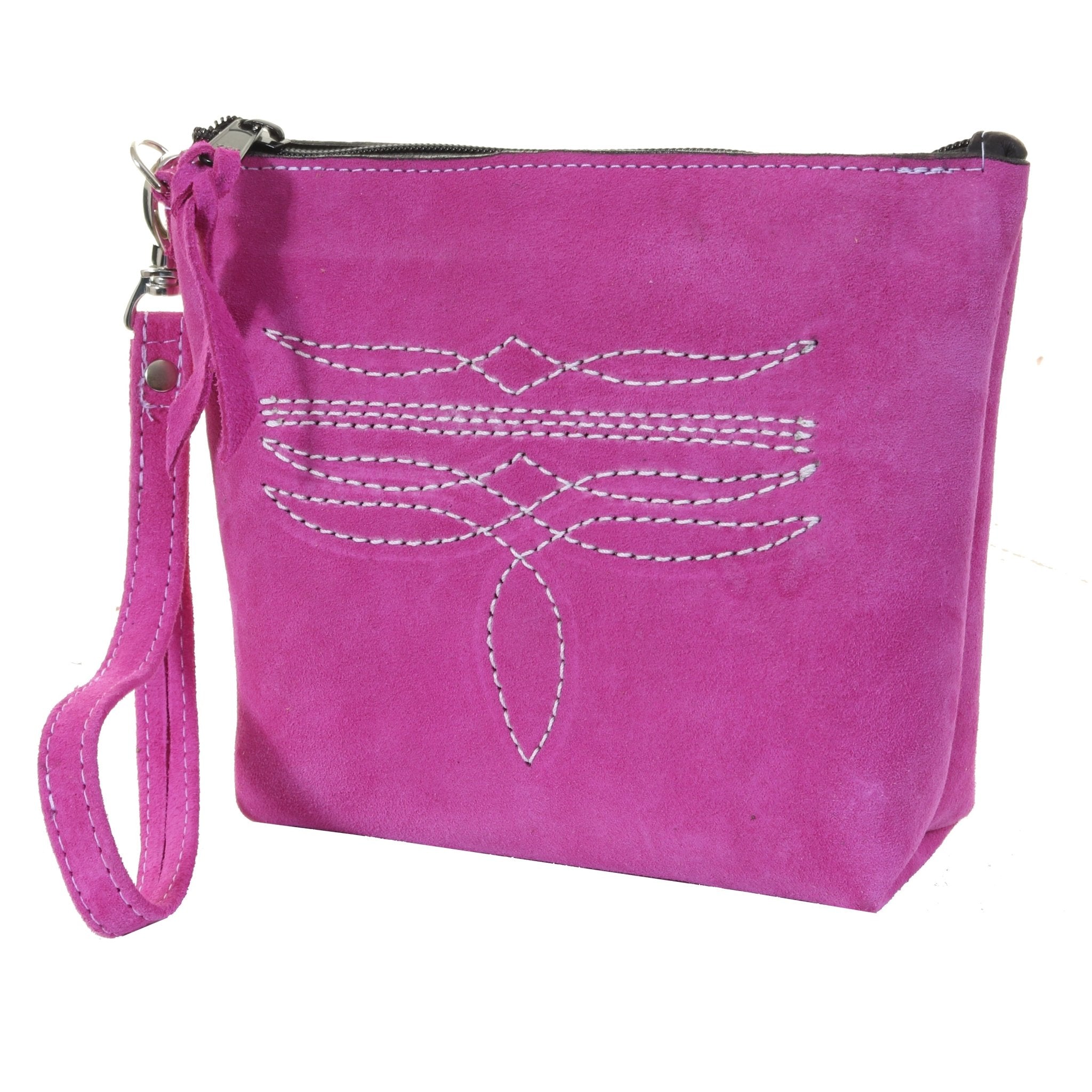 LMP32 - Fuchsia Suede Makeup Pouch - Double J Saddlery