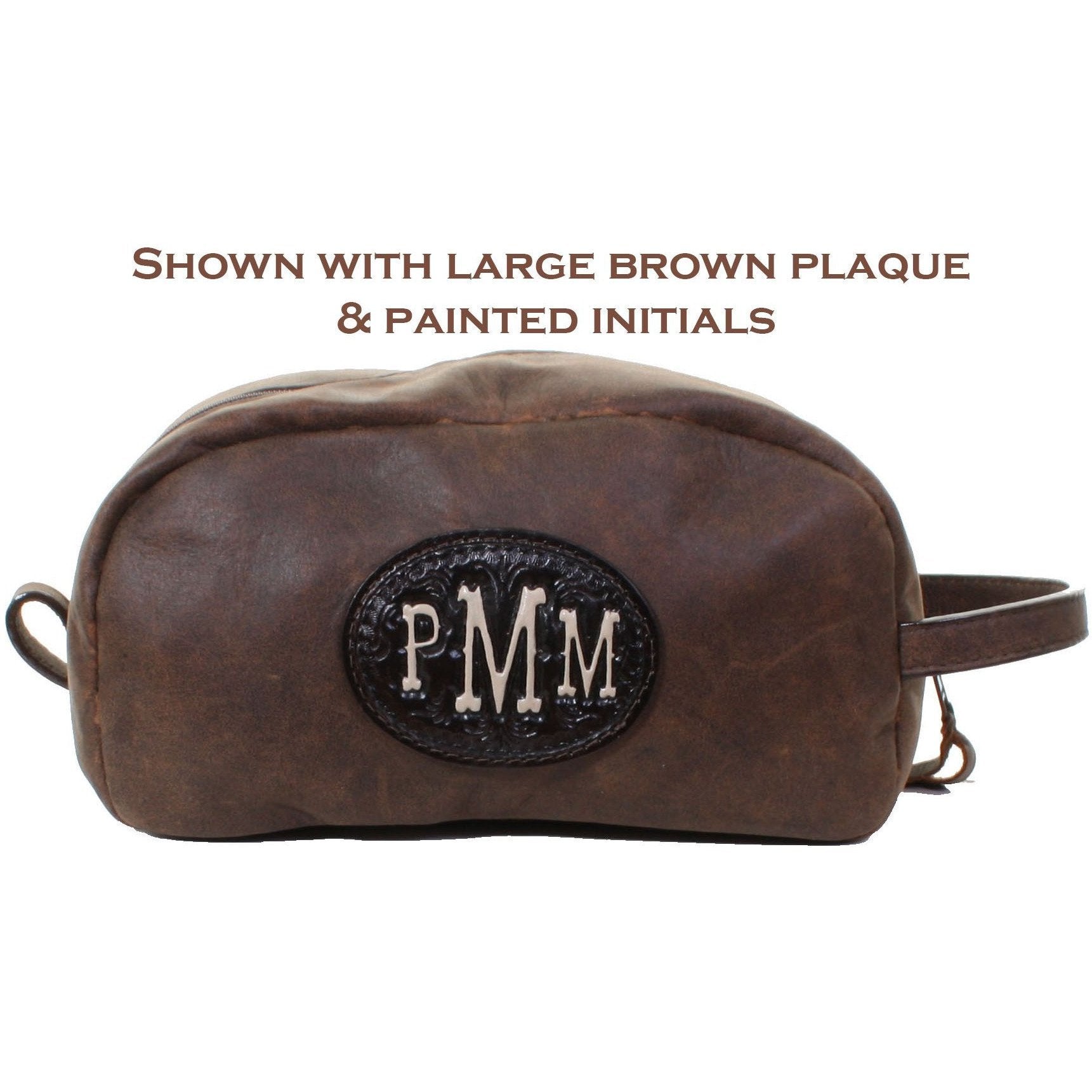 LSK16 - Brown Bomber Leather Shaving Bag - Double J Saddlery