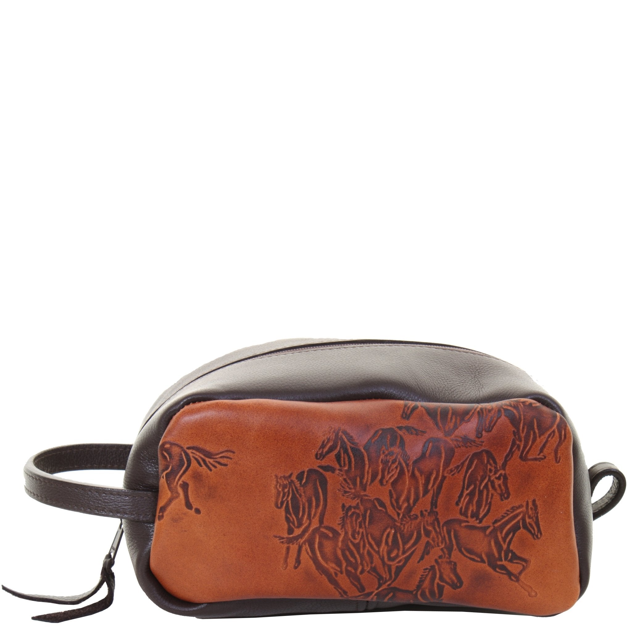 LSK21 - Wild Horses Leather Shaving Bag - Double J Saddlery
