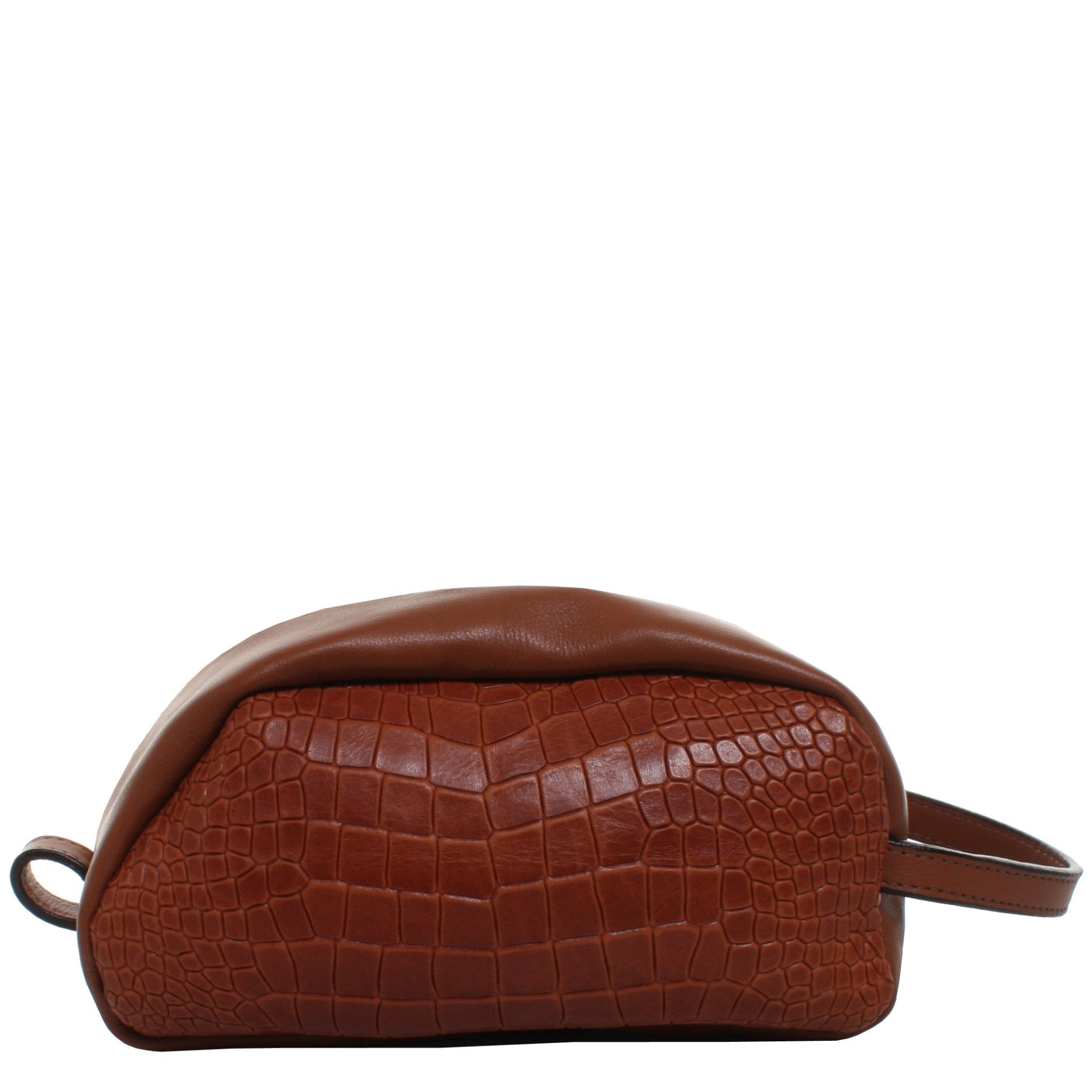 LSK28 - Cognac Crocodile Print Shaving Bag - Double J Saddlery