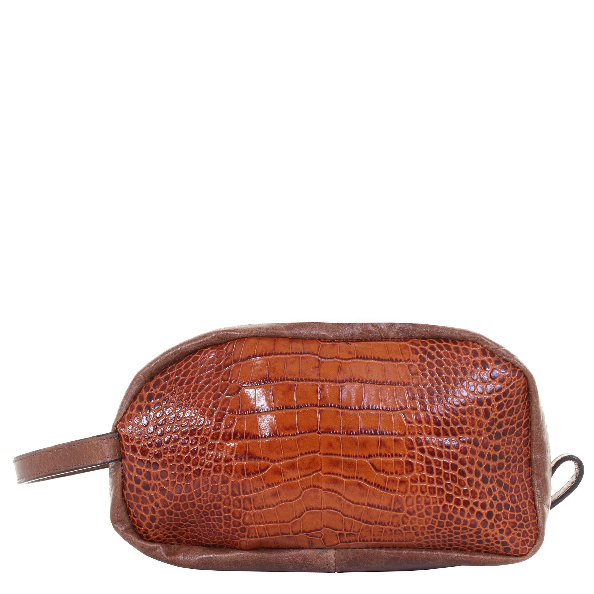LSK30 - Cognac Gator Print Shaving Bag - Double J Saddlery