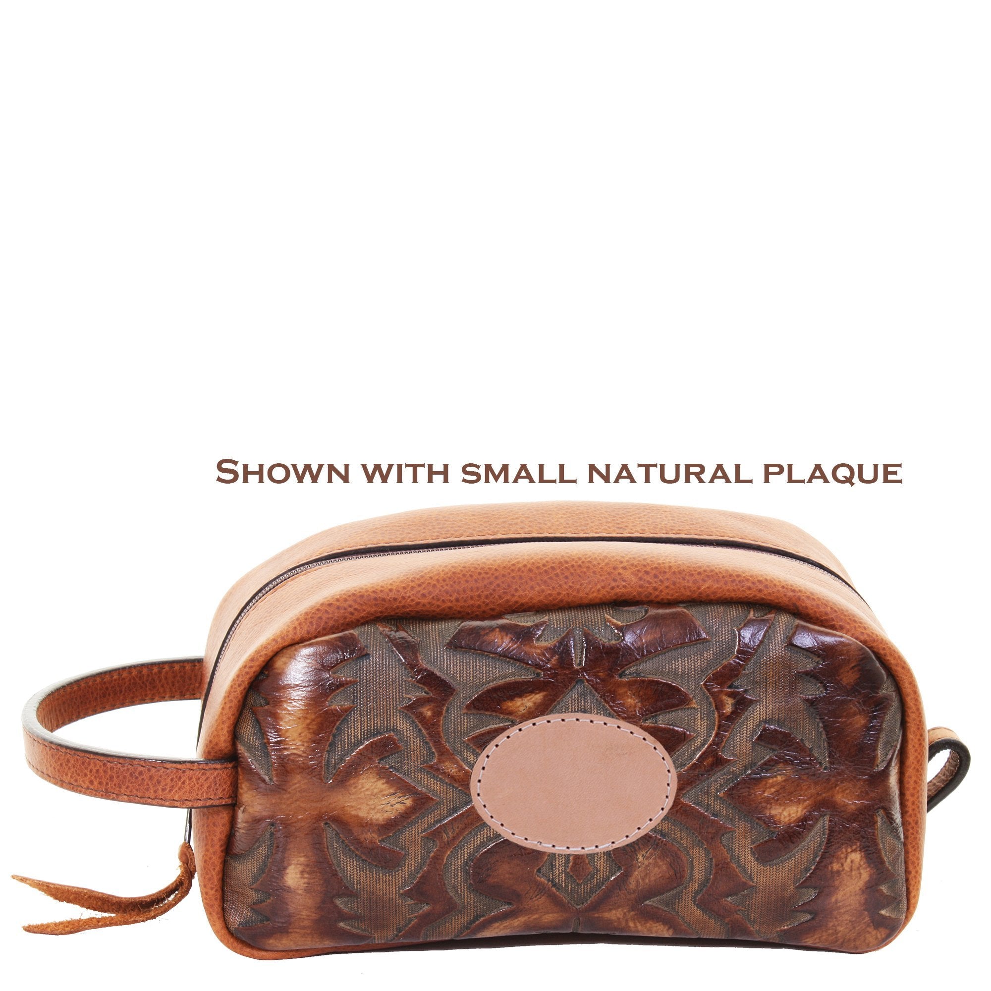 LSK32P - Laredo Burnt Leather Shaving Kit w/Plaque - Double J Saddlery