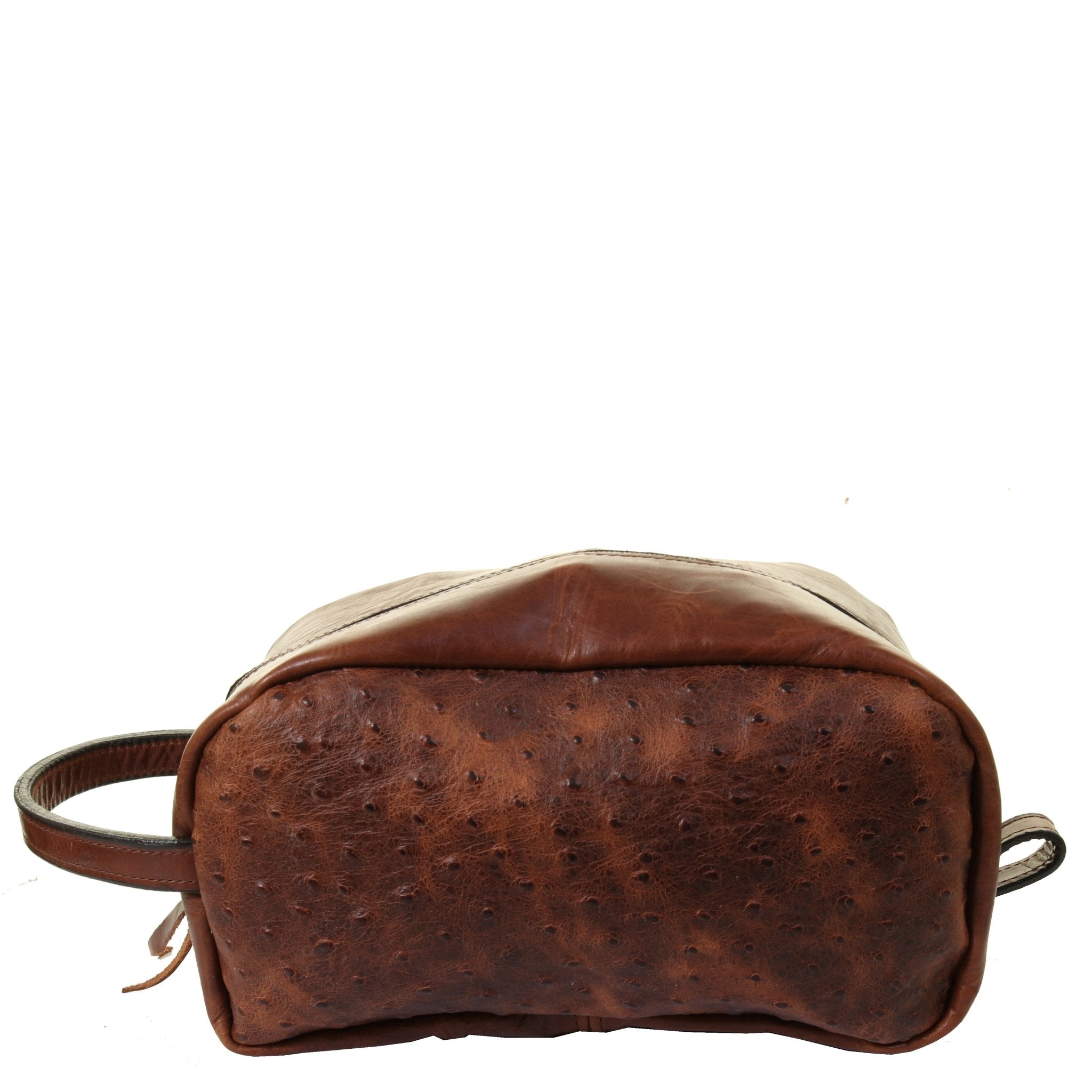 LSK37 - Vintage Cognac Ostrich Print Shaving Bag - Double J Saddlery