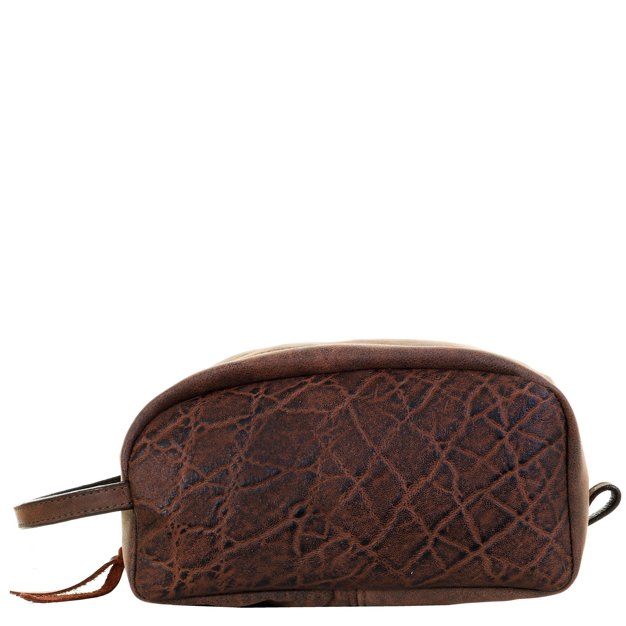 LSK42 - Vintage Peat Elephant Print Leather Shaving Bag - Double J Saddlery