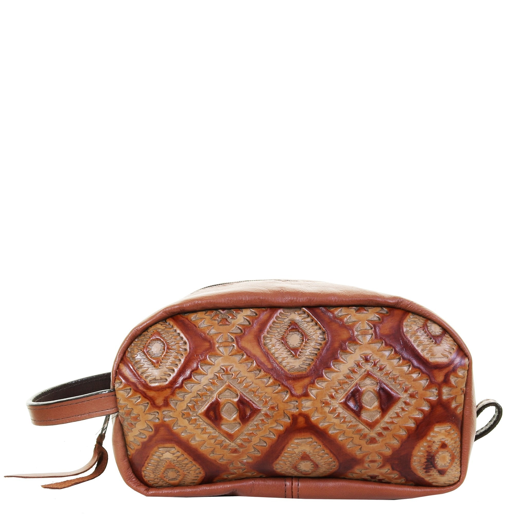 LSK44 - Aztec Burnt Leather Shaving Bag - Double J Saddlery