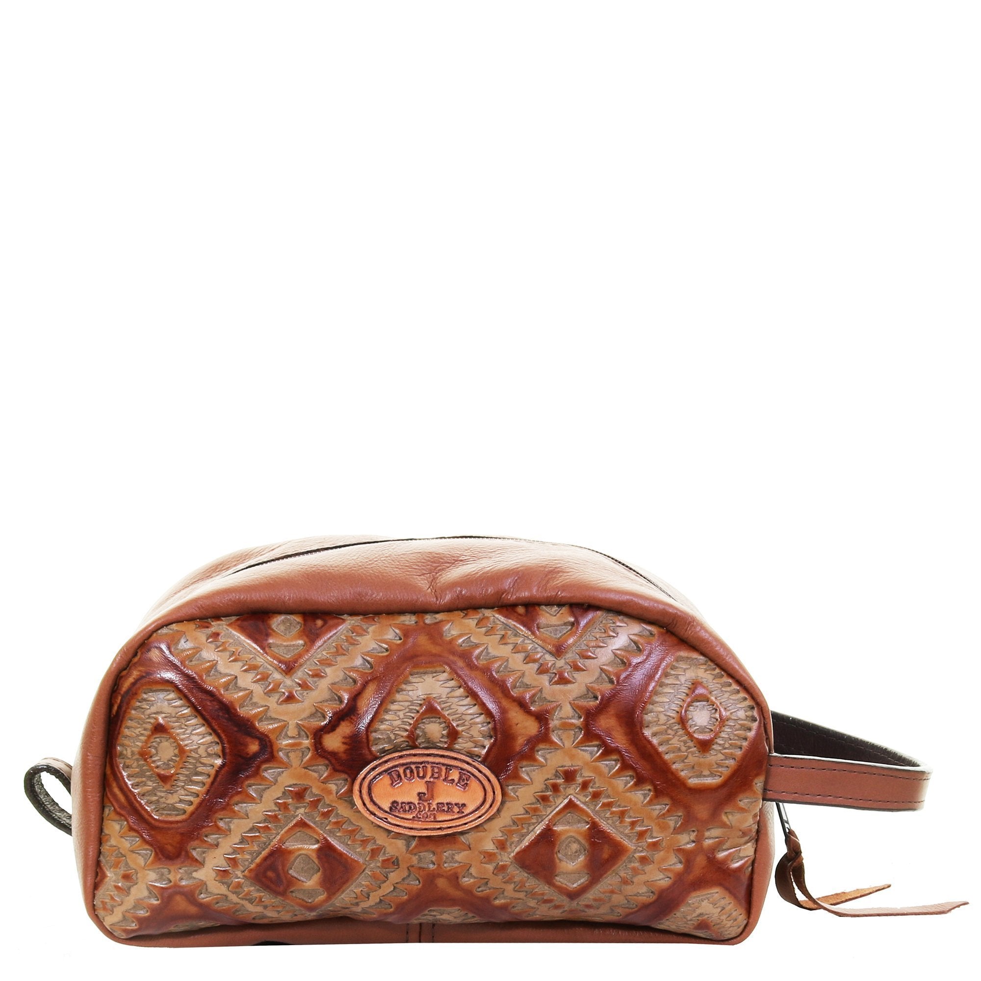 LSK44 - Aztec Burnt Leather Shaving Bag - Double J Saddlery