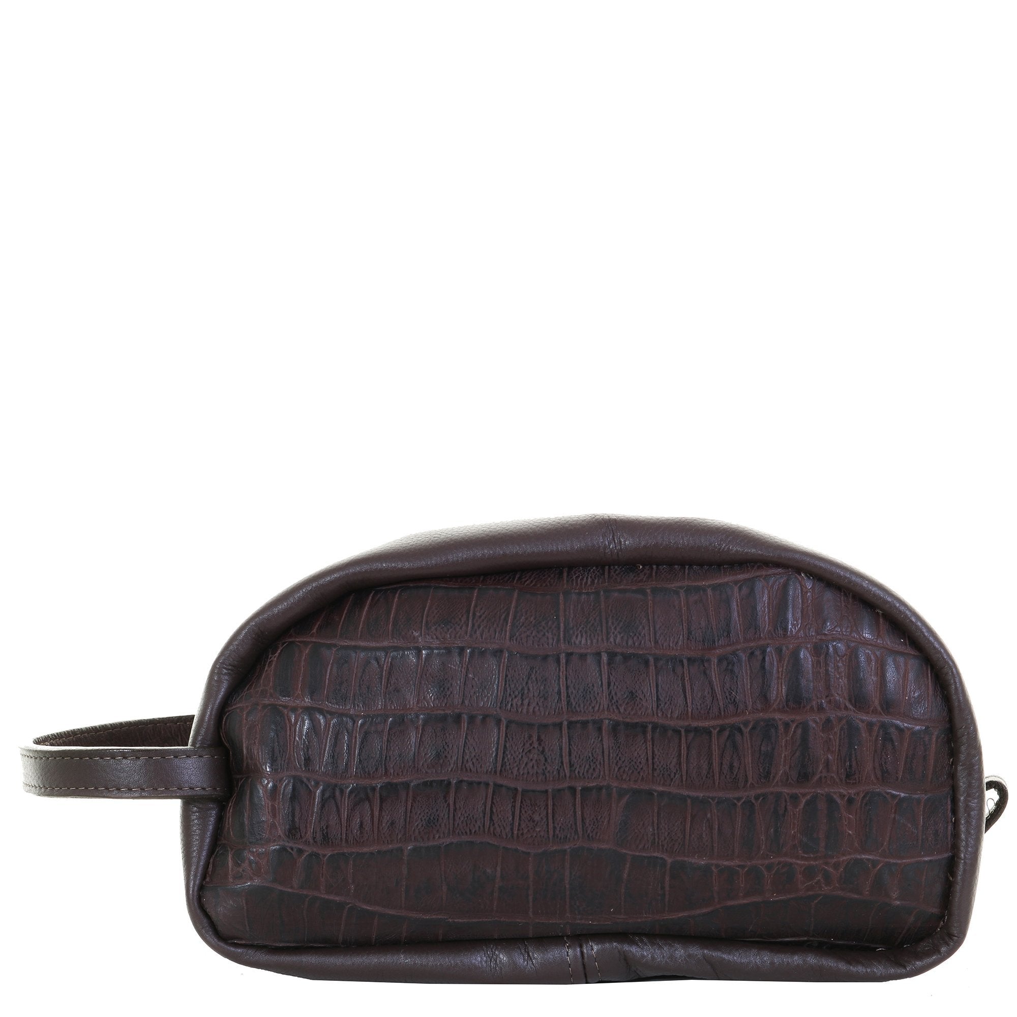 LSK47 - Knife Tail Brown Gator Print Shaving Bag - Double J Saddlery