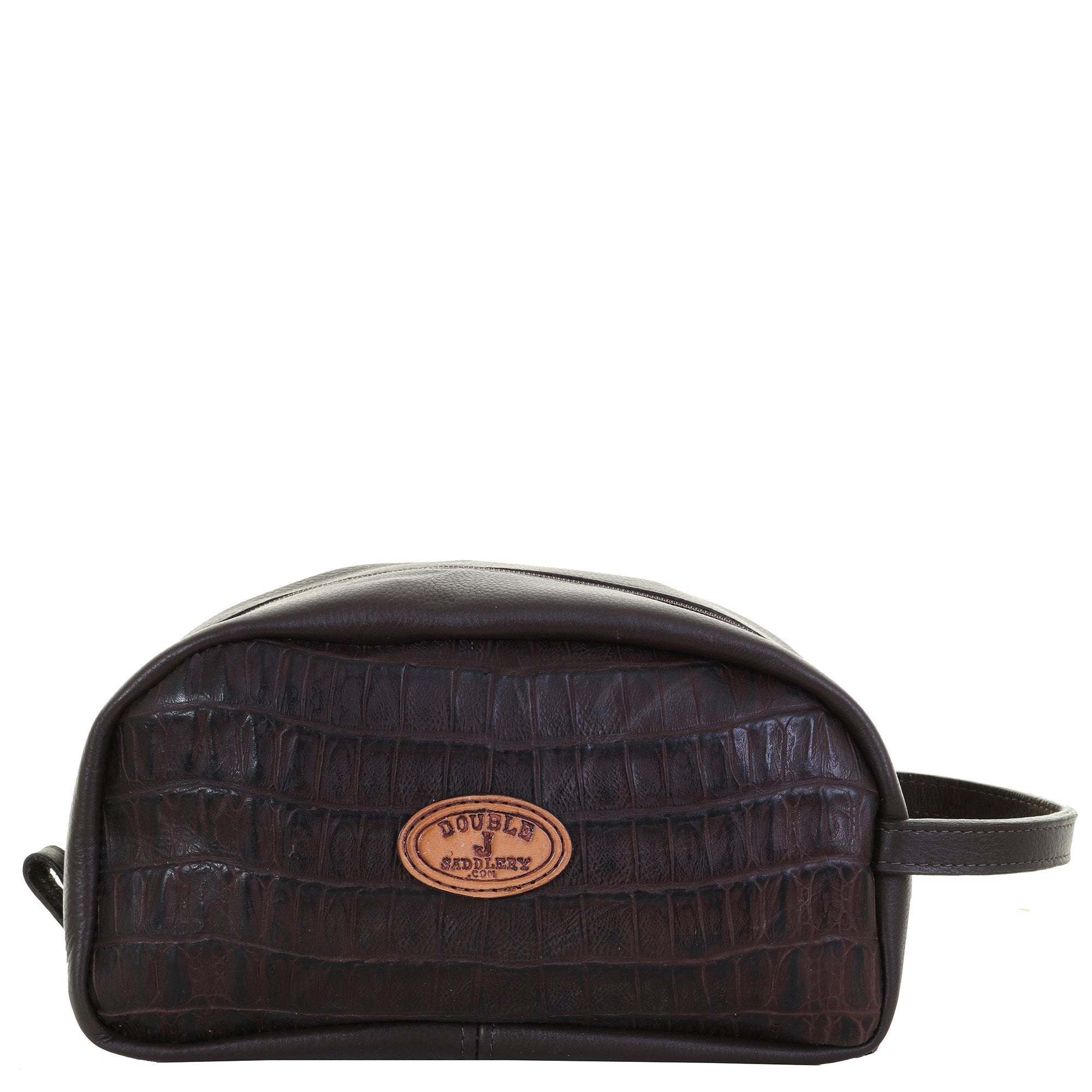 LSK47 - Knife Tail Brown Gator Print Shaving Bag - Double J Saddlery