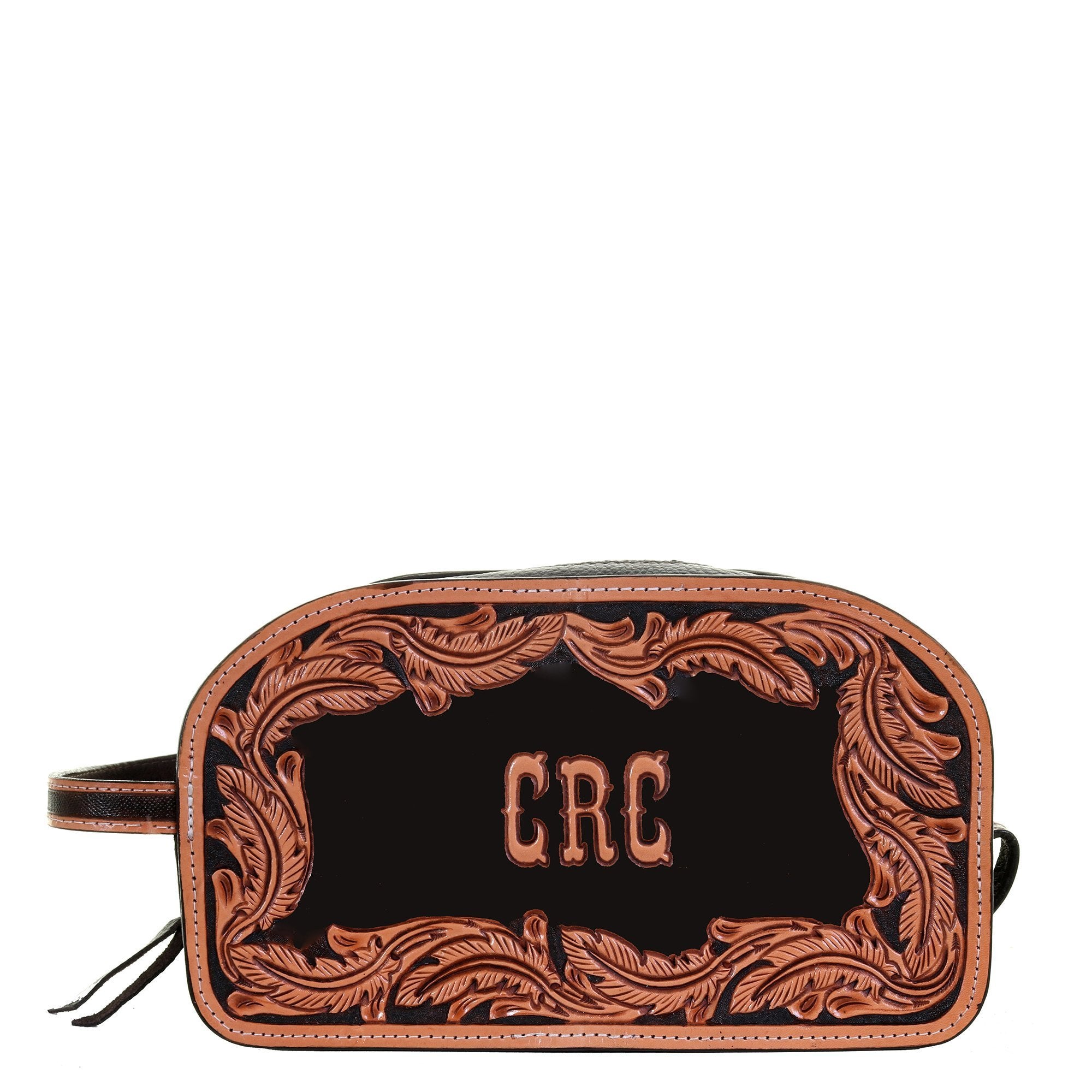 LSK50- Feather Hand-Tooled Shaving Bag - Double J Saddlery