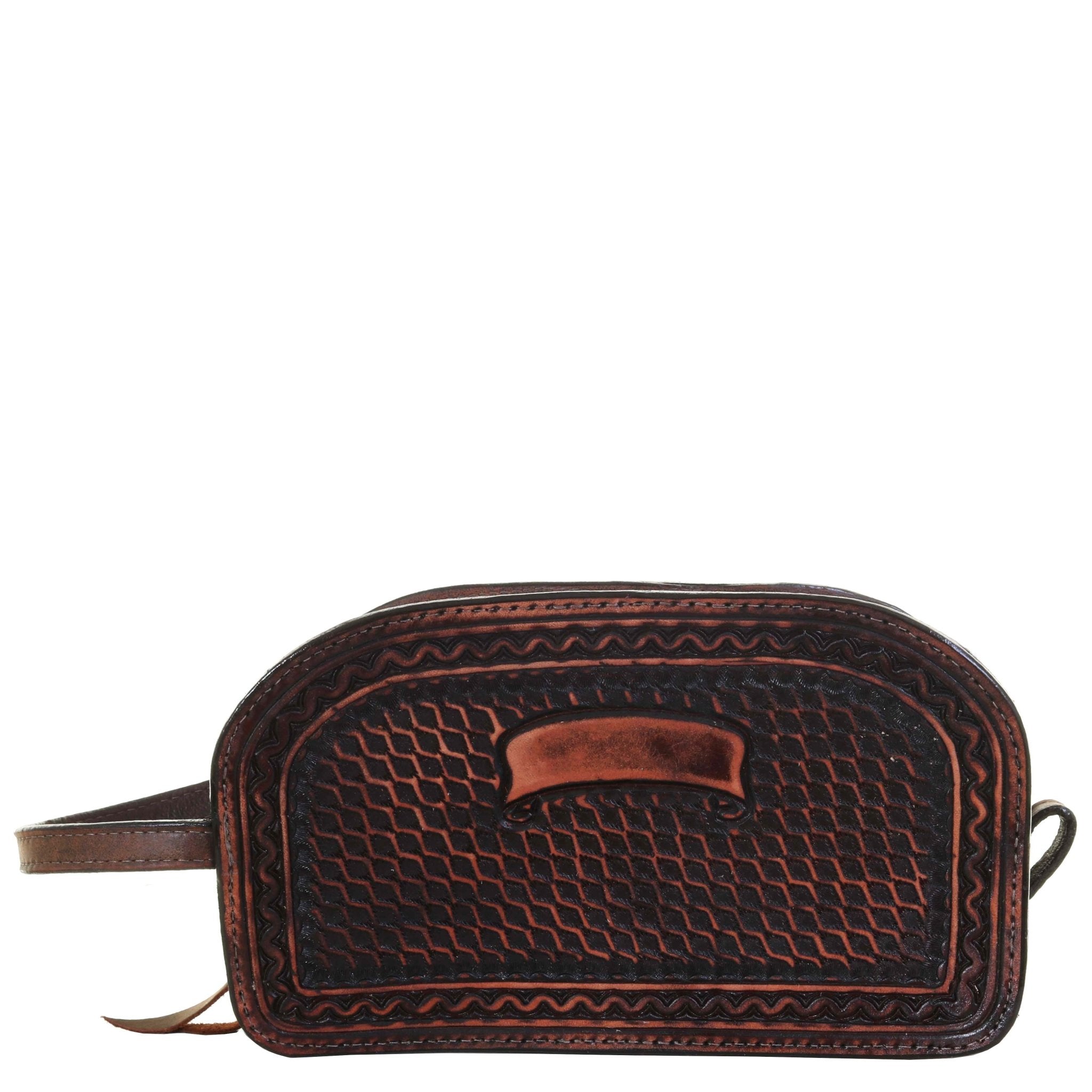 LSK52 - Brown Vintage Tooled Shaving Bag - Double J Saddlery