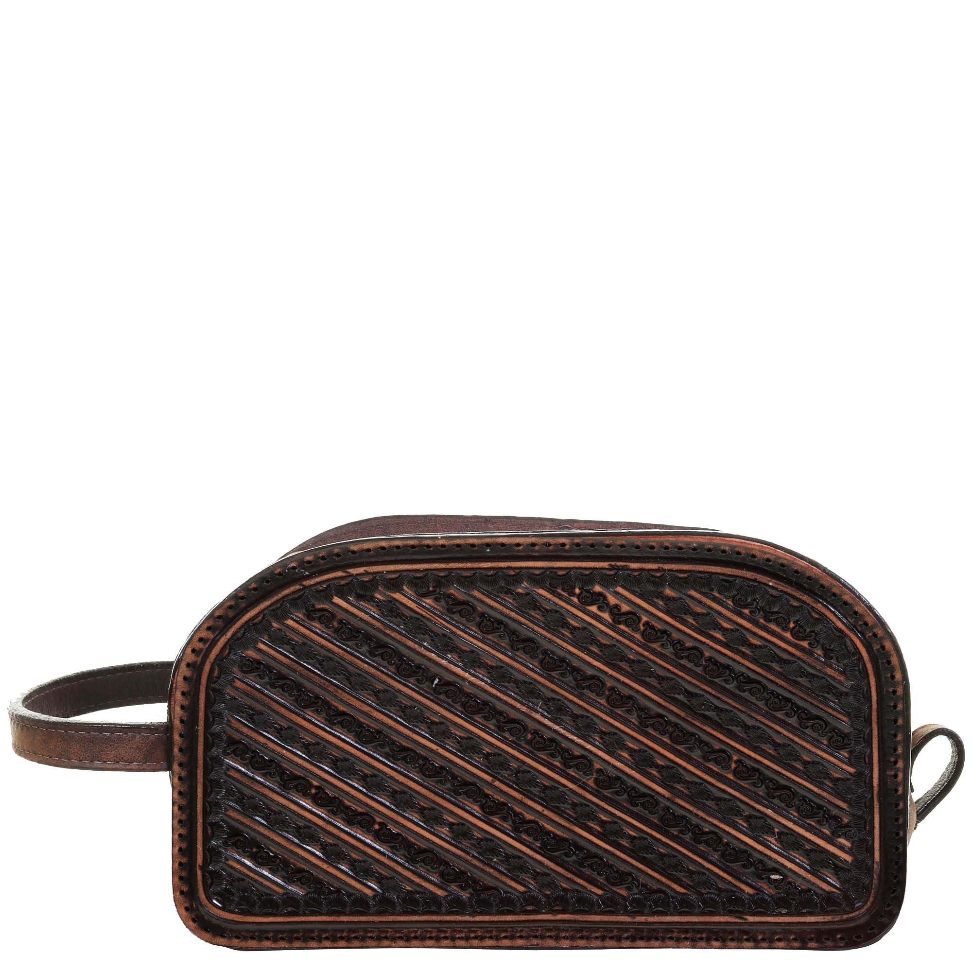LSK58A - Brown Vintage Tooled Shaving Bag - Double J Saddlery