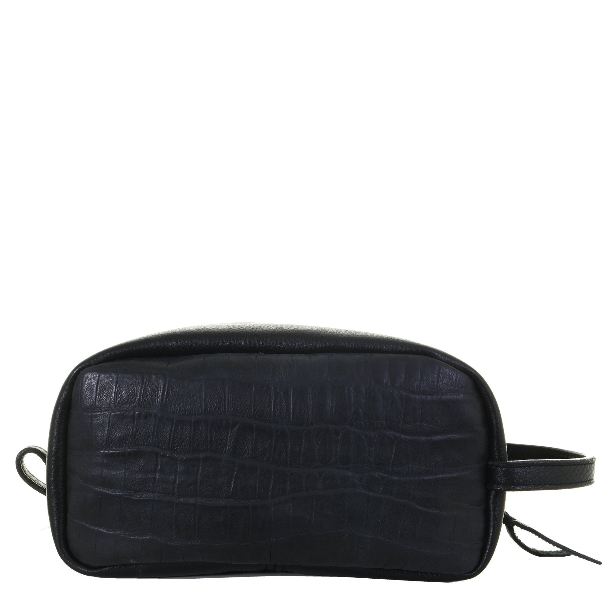LSK65 - Black Knife Tail Gator Print Leather Shaving Bag - Double J Saddlery