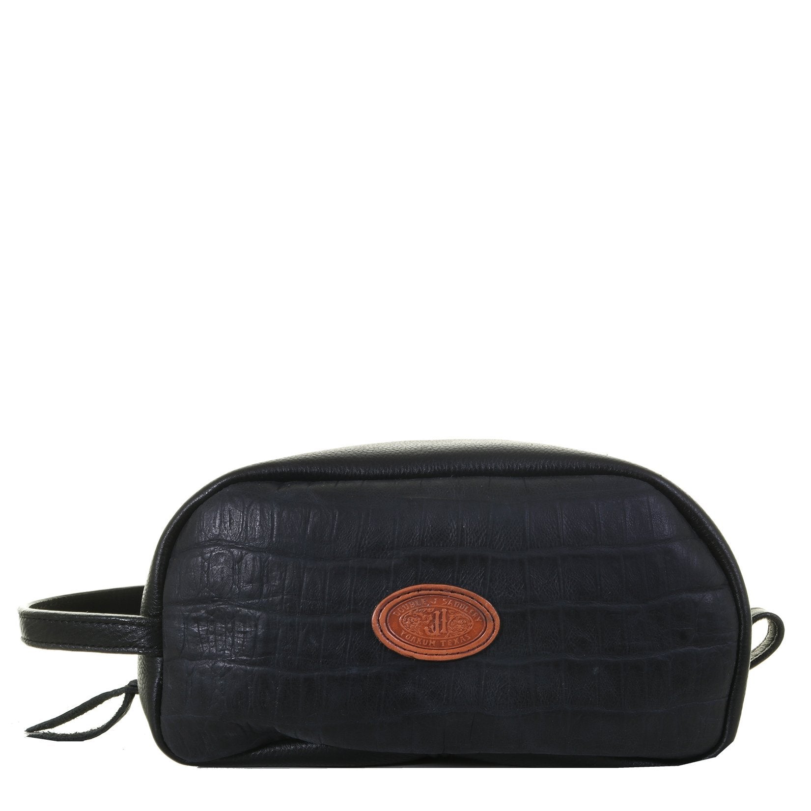 LSK65 - Black Knife Tail Gator Print Leather Shaving Bag - Double J Saddlery