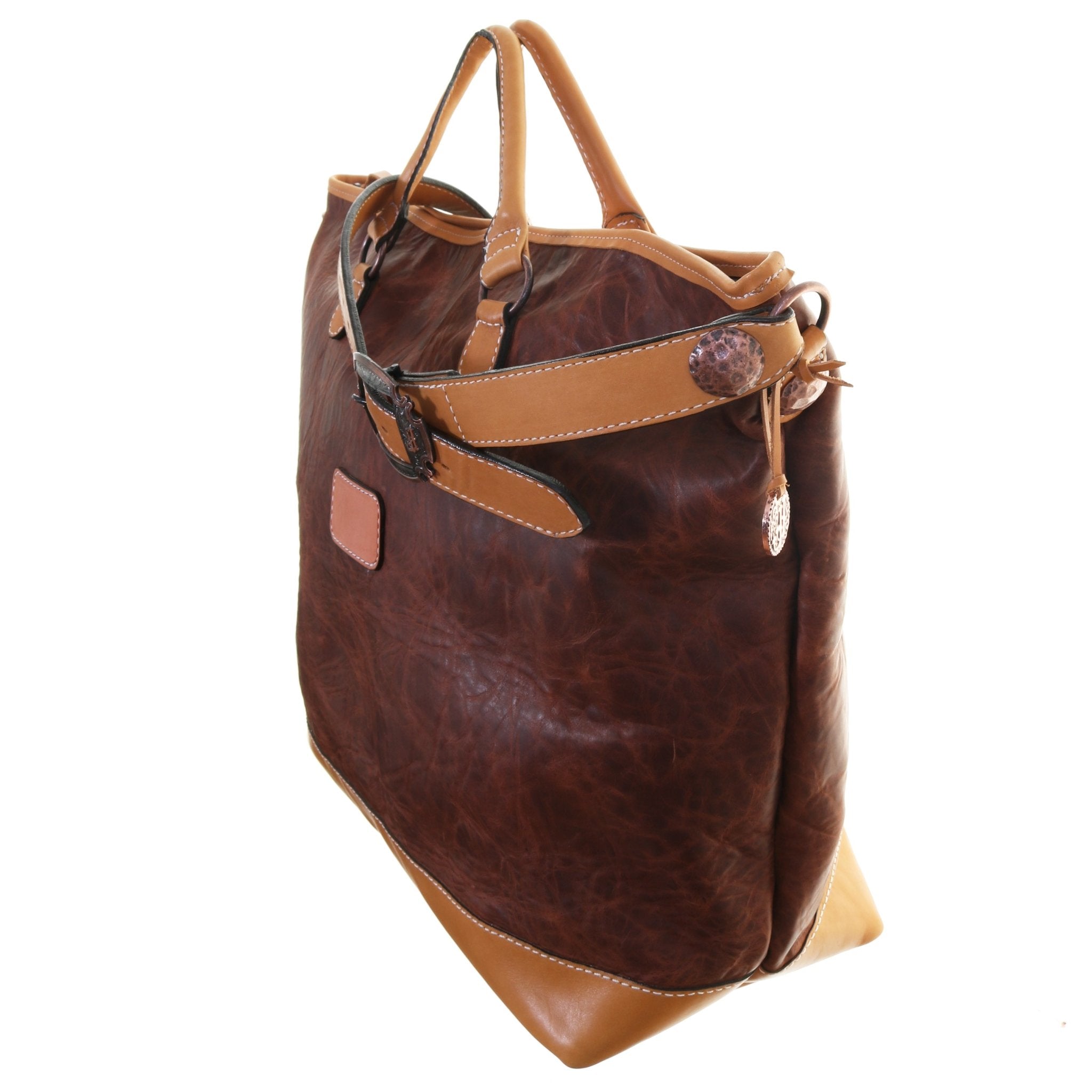 LT05 - Brandy Pull-Up Leather Luggage Tote - Double J Saddlery