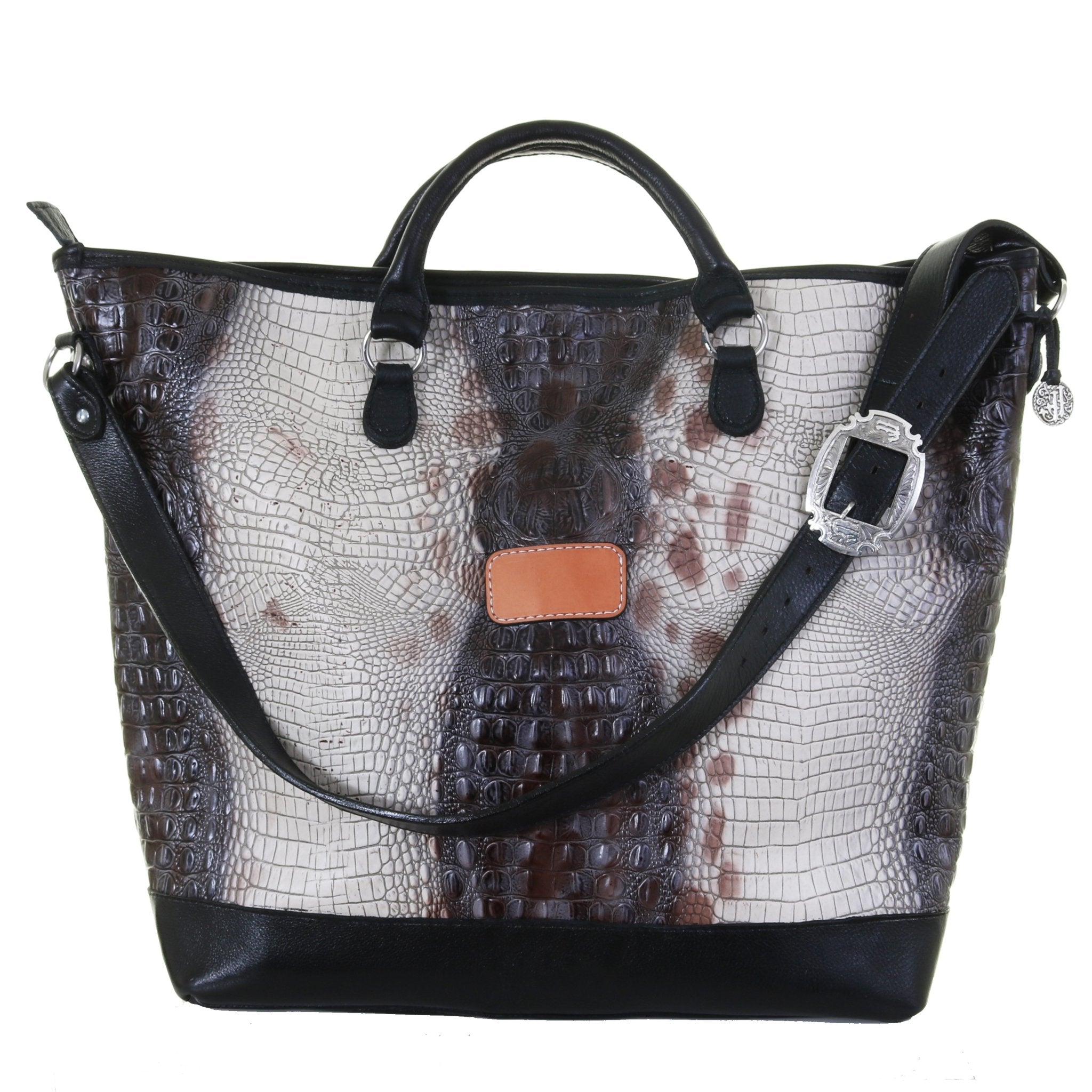 LT06 - Zebra Crocodile Print Luggage Tote - Double J Saddlery