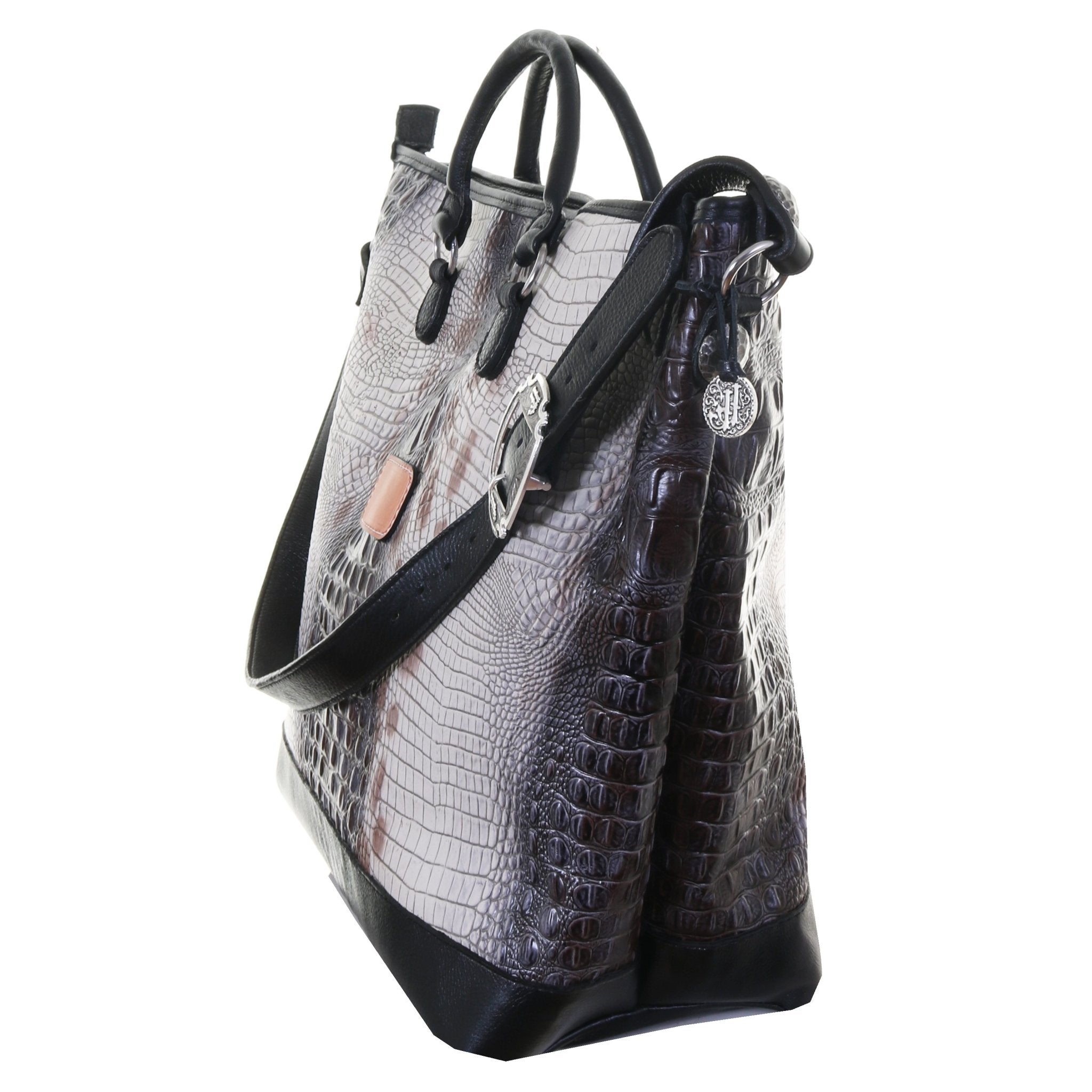 LT06 - Zebra Crocodile Print Luggage Tote - Double J Saddlery