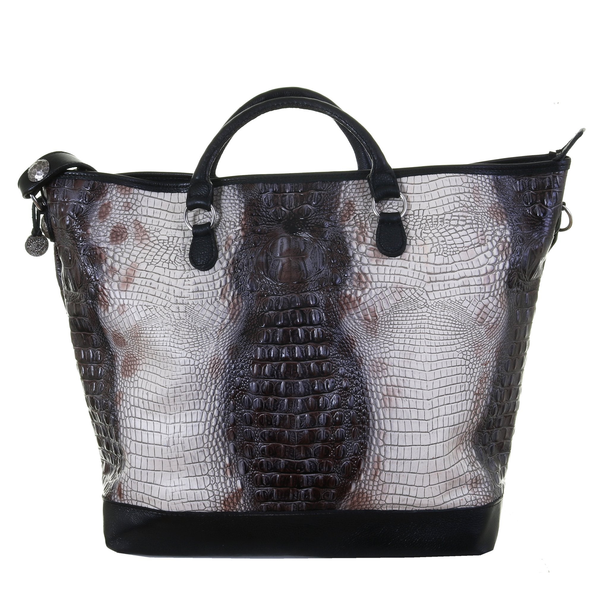 LT06 - Zebra Crocodile Print Luggage Tote - Double J Saddlery