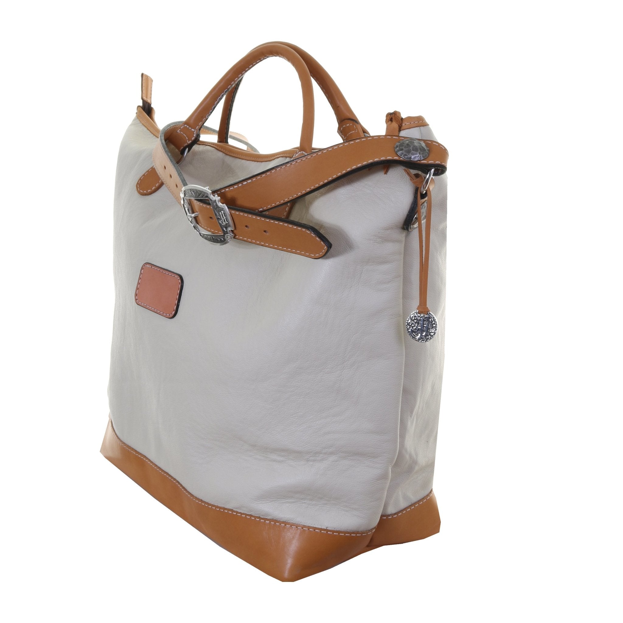 LT07 - Egg Shell Doral Leather Luggage Tote - Double J Saddlery