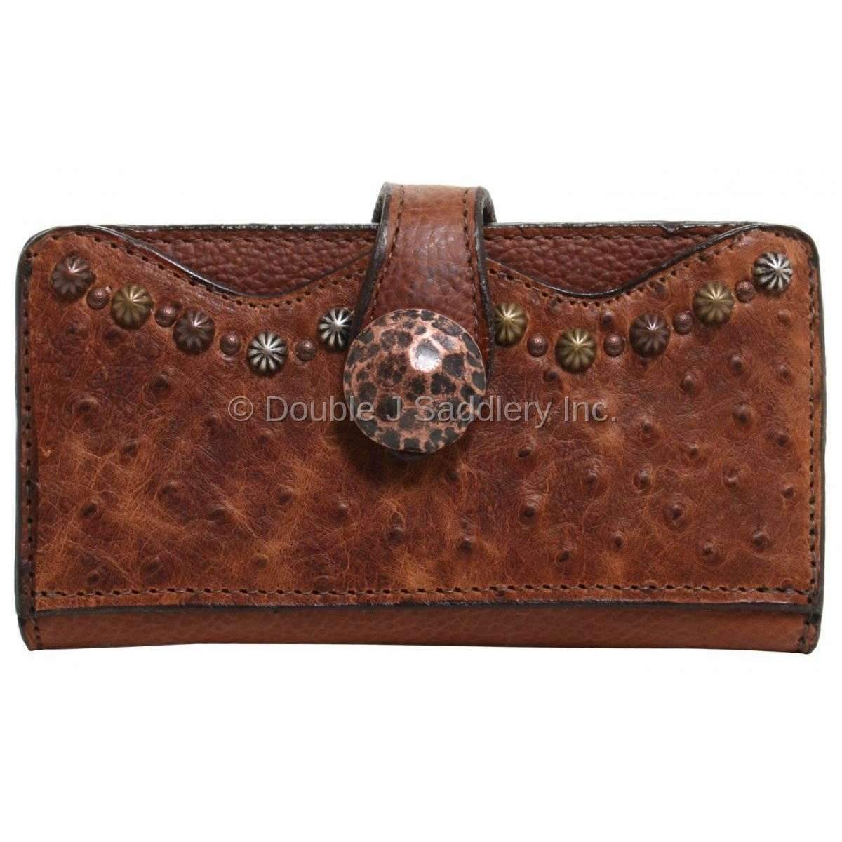 LW179 - Vintage Cognac Ostrich Ladies Wallet - Double J Saddlery