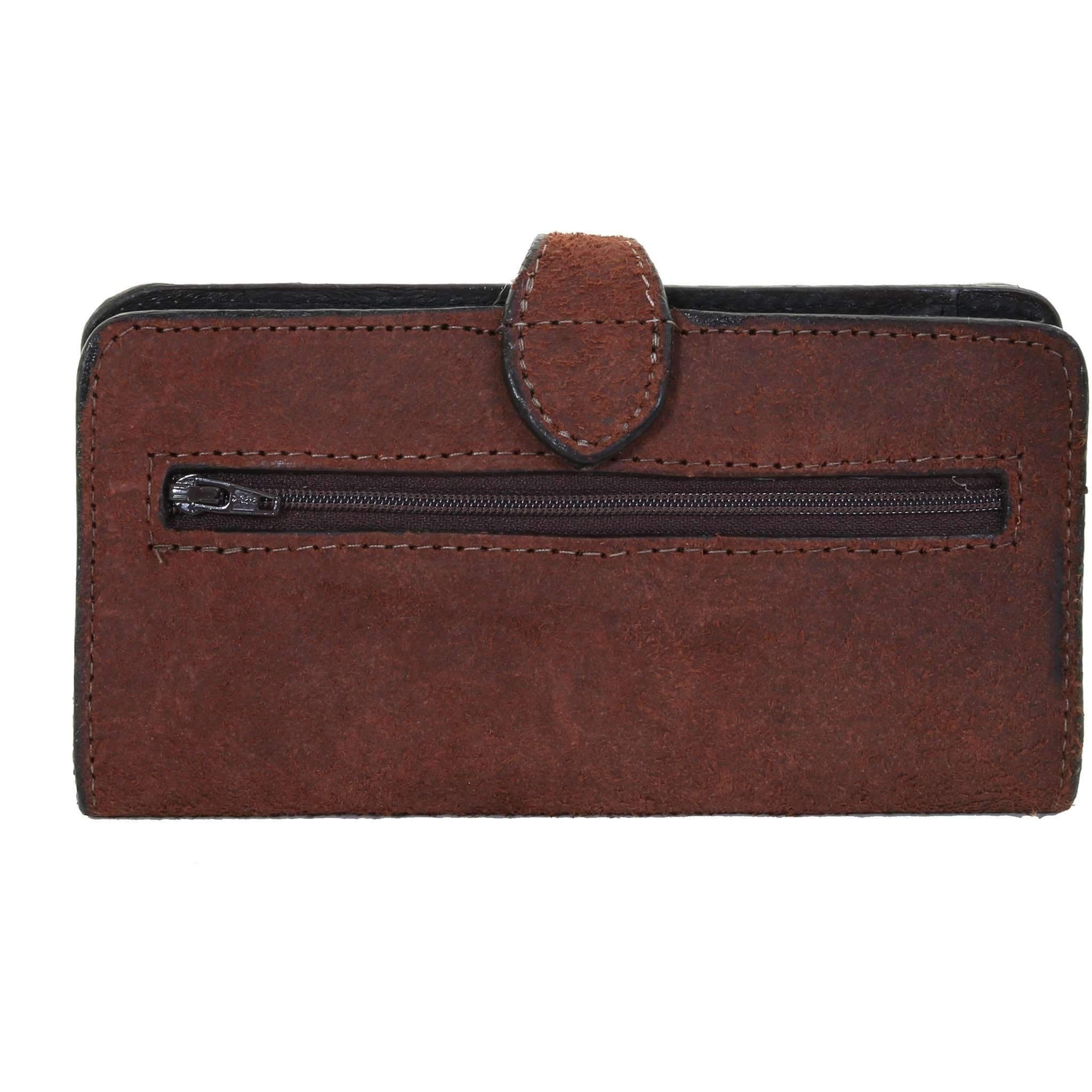 LW214 - Brown Roughout Buckstitched Ladies Wallet - Double J Saddlery