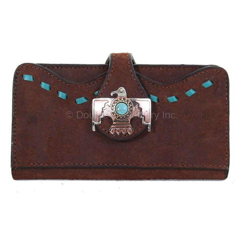 LW214 - Brown Roughout Buckstitched Ladies Wallet - Double J Saddlery