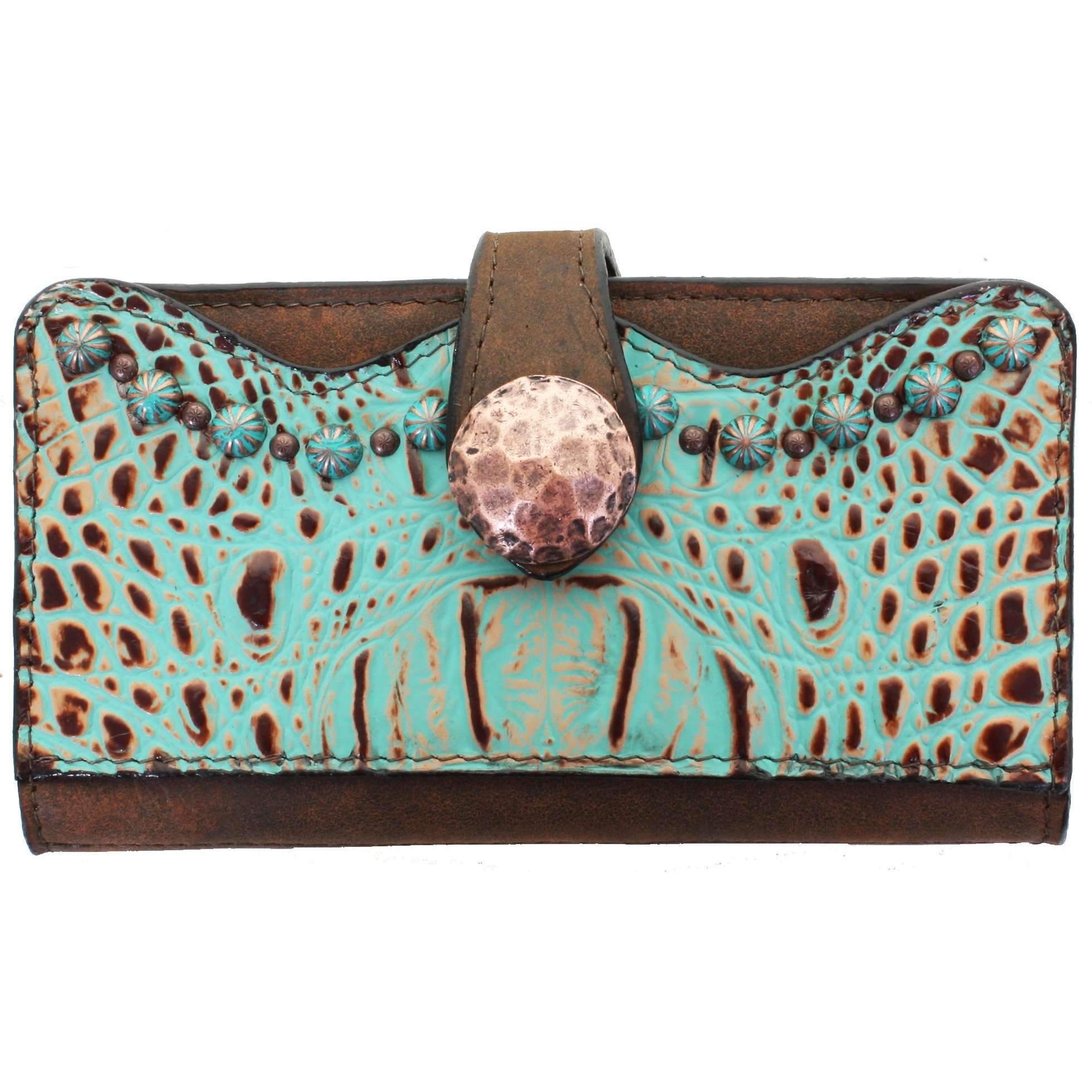 LW215 - Vintage Mint Crocodile Print Ladies Wallet - Double J Saddlery