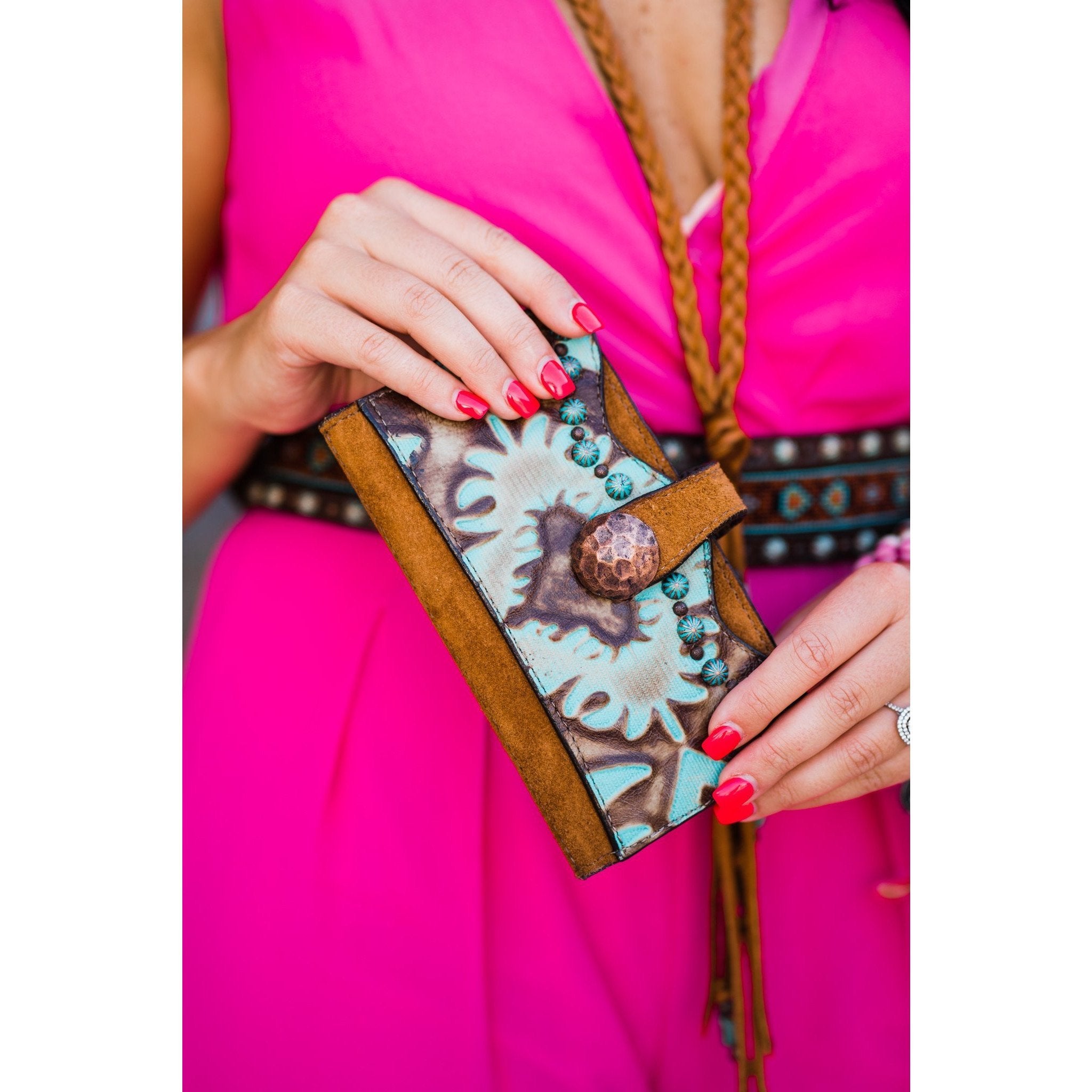 LW222 - Turquoise/Brown Laredo Ladies Wallet - Double J Saddlery