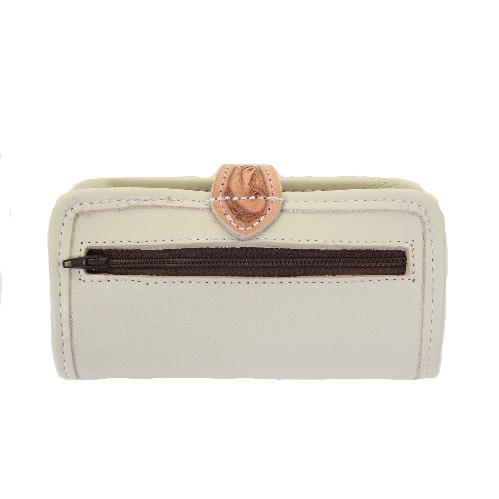 LW226 - Egg Shell Daisy Tooled Ladies Wallet - Double J Saddlery