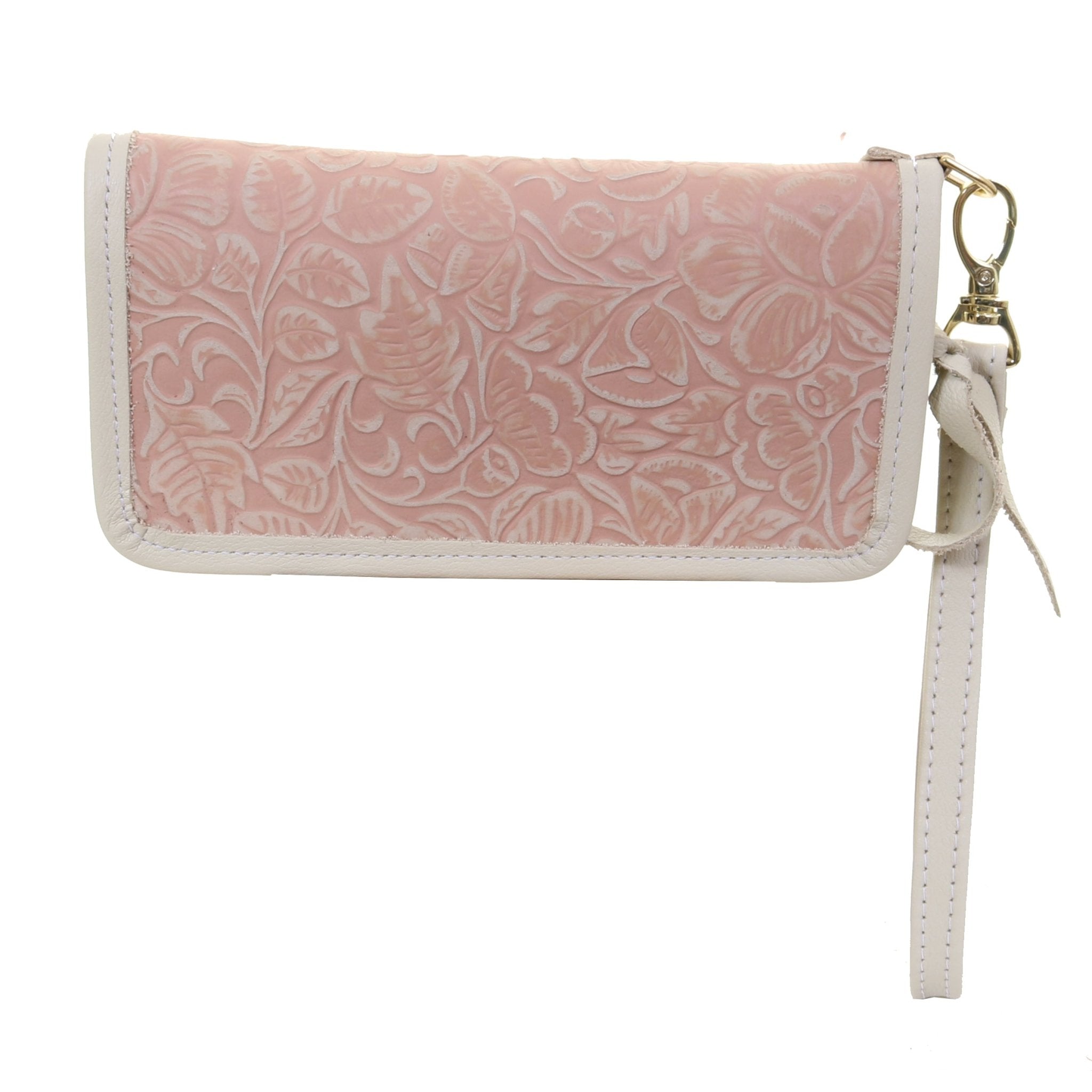 LZW47 - Peach Floral Zipper Wallet - Double J Saddlery