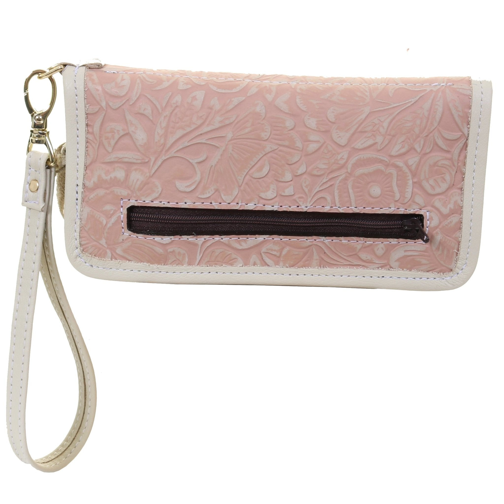 LZW47 - Peach Floral Zipper Wallet - Double J Saddlery
