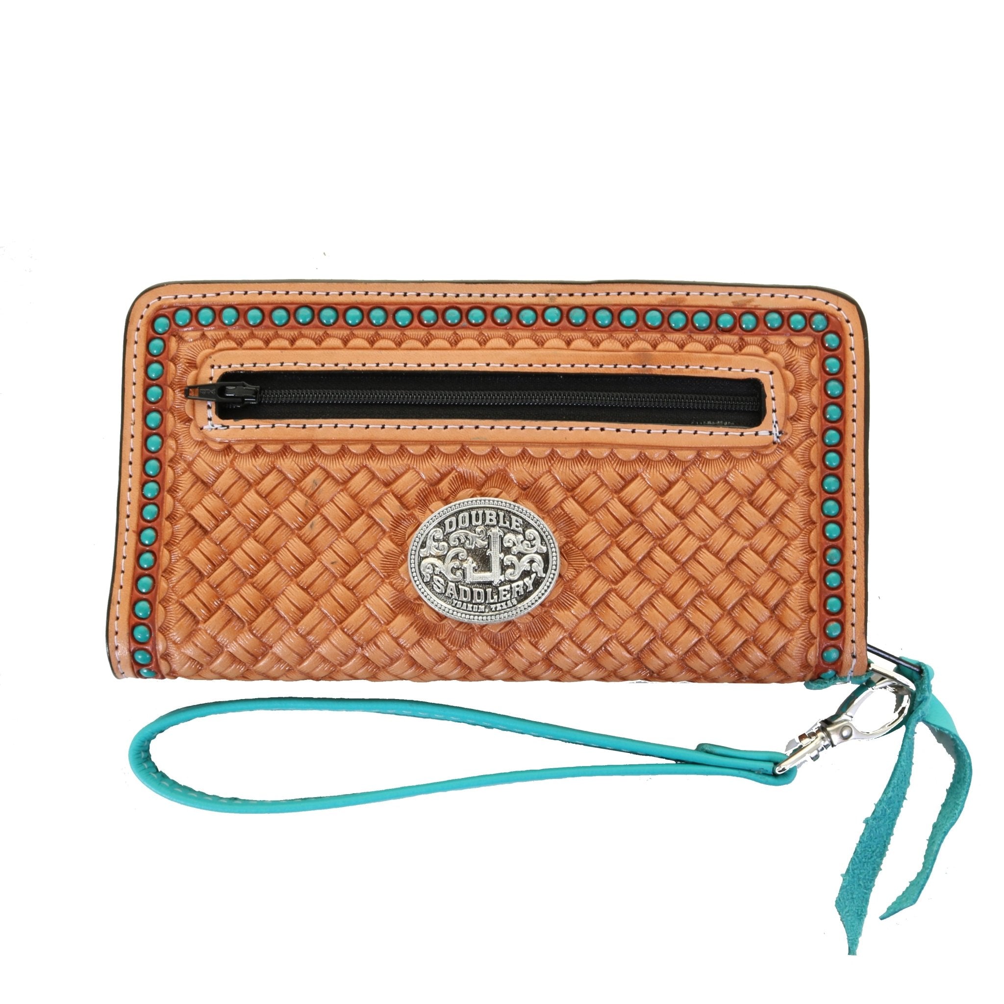 LZW55- Box Basketweave Zipper Wallet - Double J Saddlery