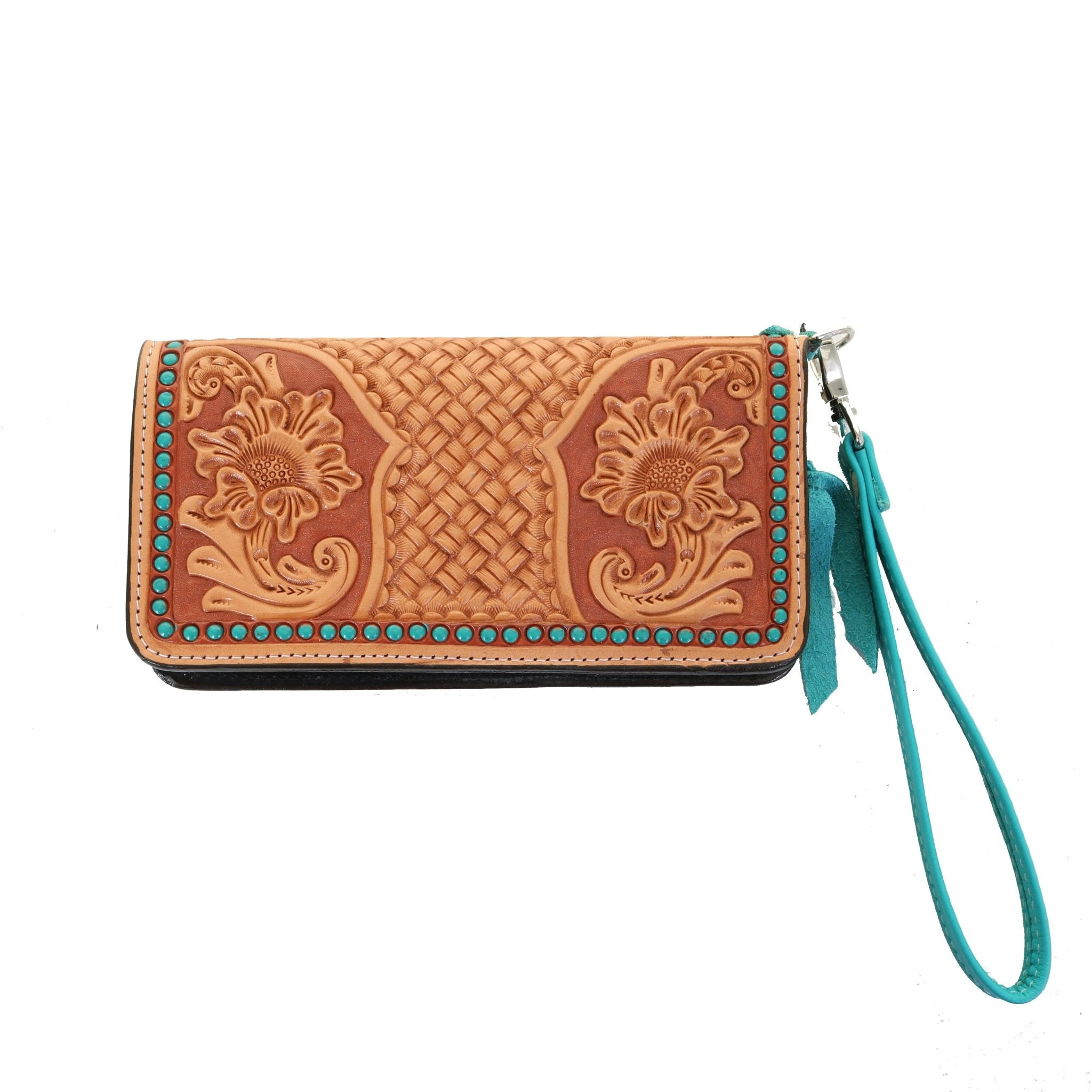 LZW55- Box Basketweave Zipper Wallet - Double J Saddlery