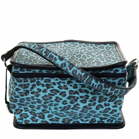 MB31 - Cheetah Turquoise Suede Print Makeup Tote - Double J Saddlery