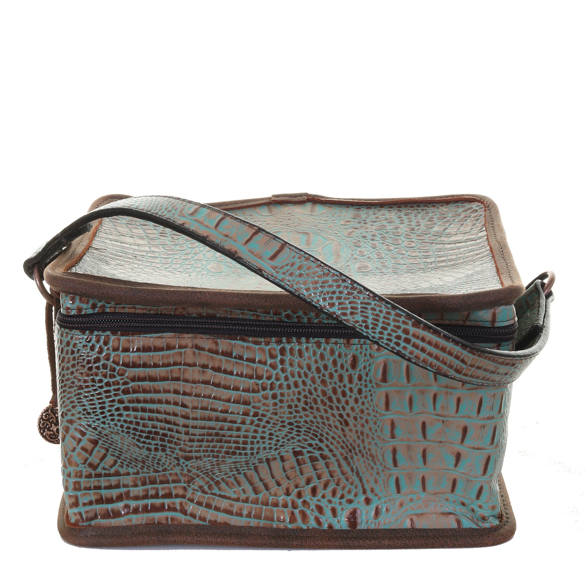 MB43 - Vintage Mint Crocodile Print Makeup Tote - Double J Saddlery