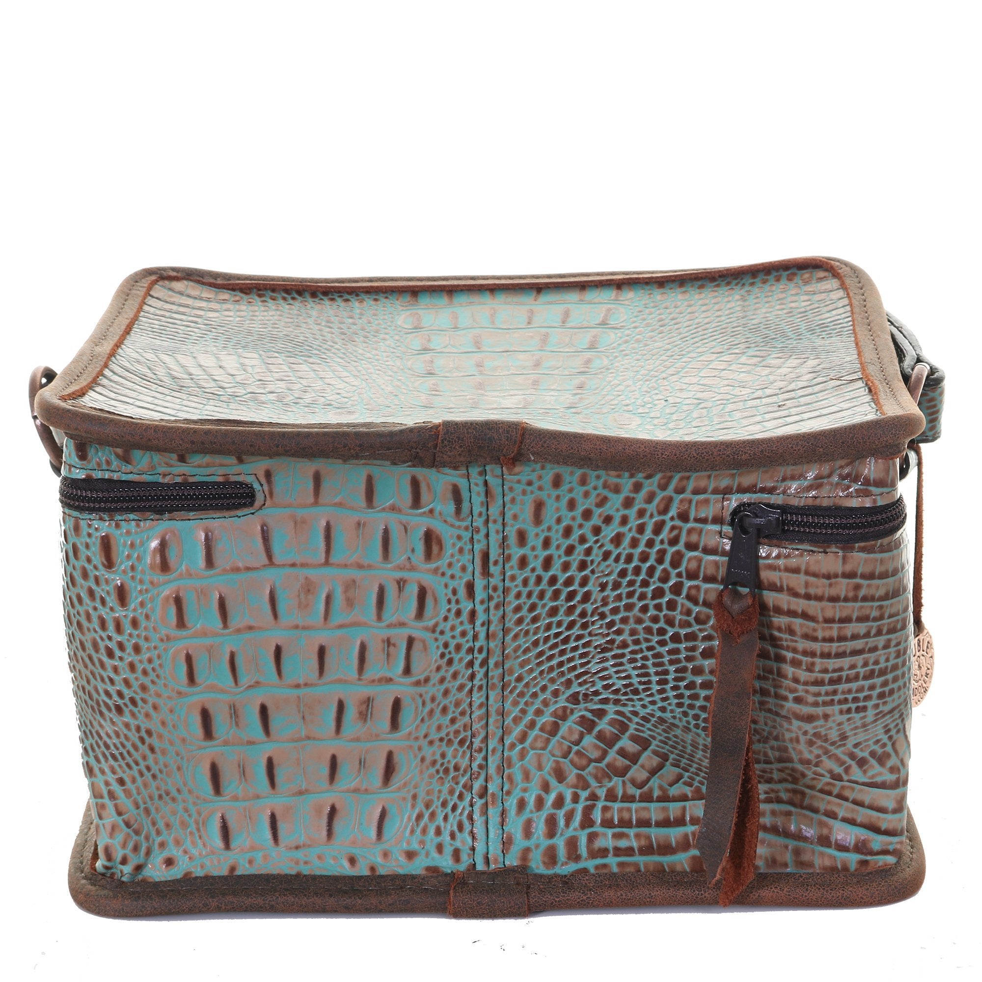 MB43 - Vintage Mint Crocodile Print Makeup Tote - Double J Saddlery