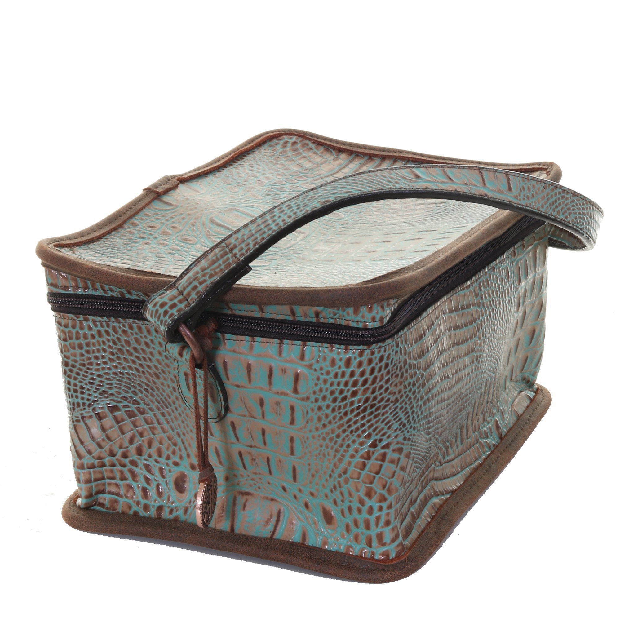 MB43 - Vintage Mint Crocodile Print Makeup Tote - Double J Saddlery