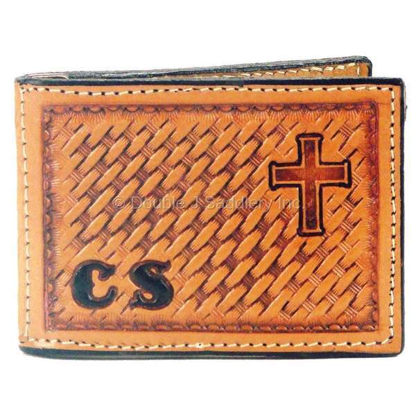MC01 - Hand-Tooled Cross Money Clip - Double J Saddlery