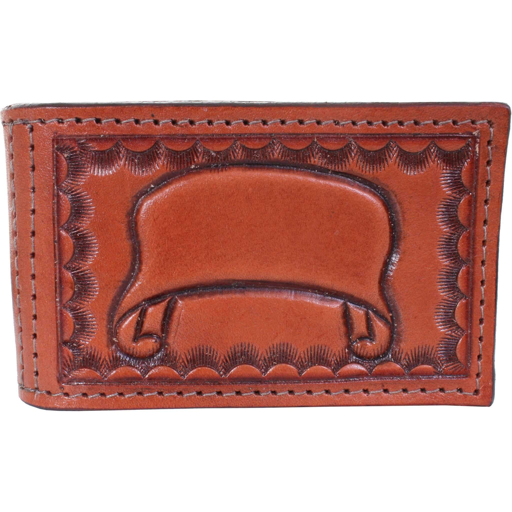 MC107A - Chestnut Leather Custom Money Clip - Double J Saddlery