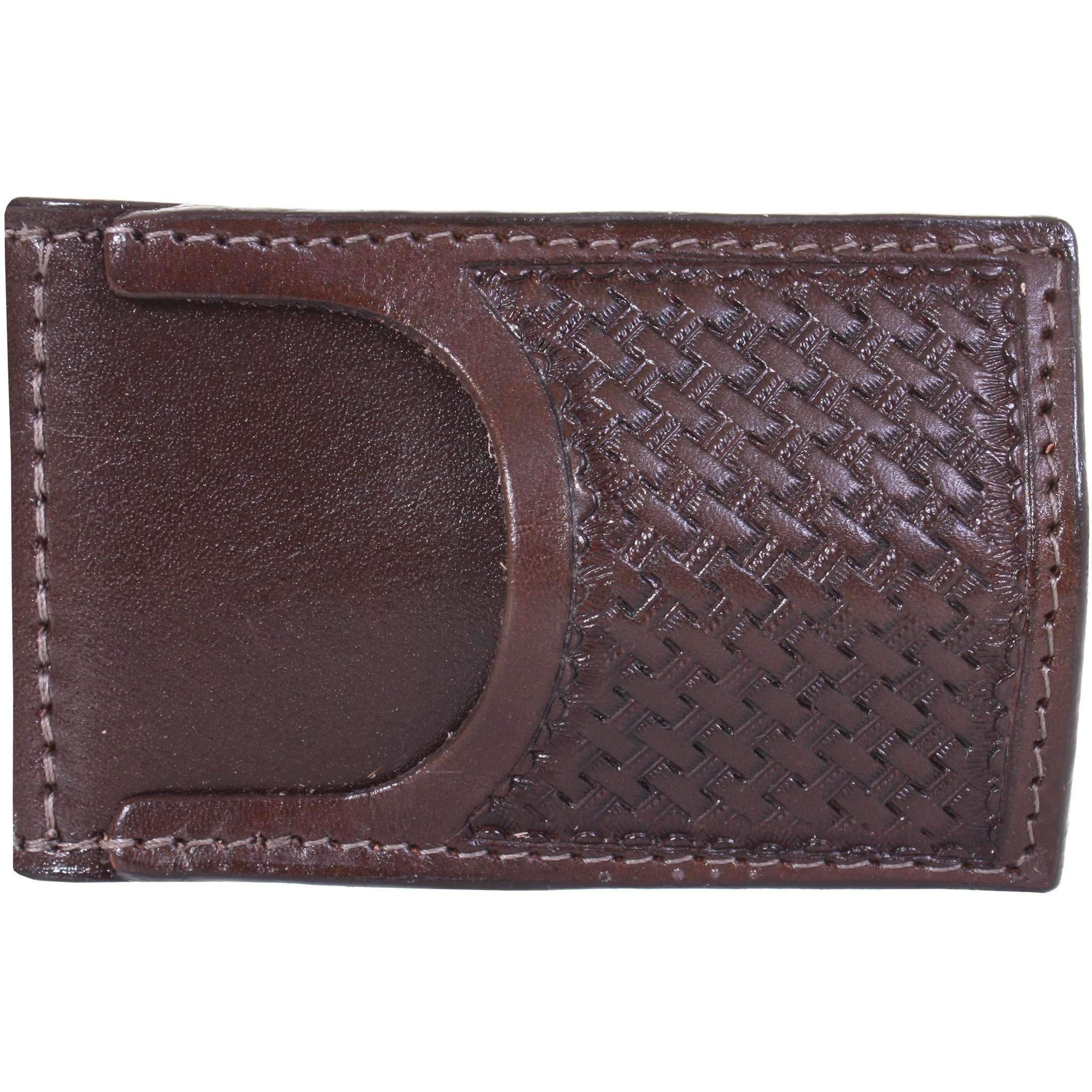 MC108 - Brown Pocket Tooled Money Clip - Double J Saddlery