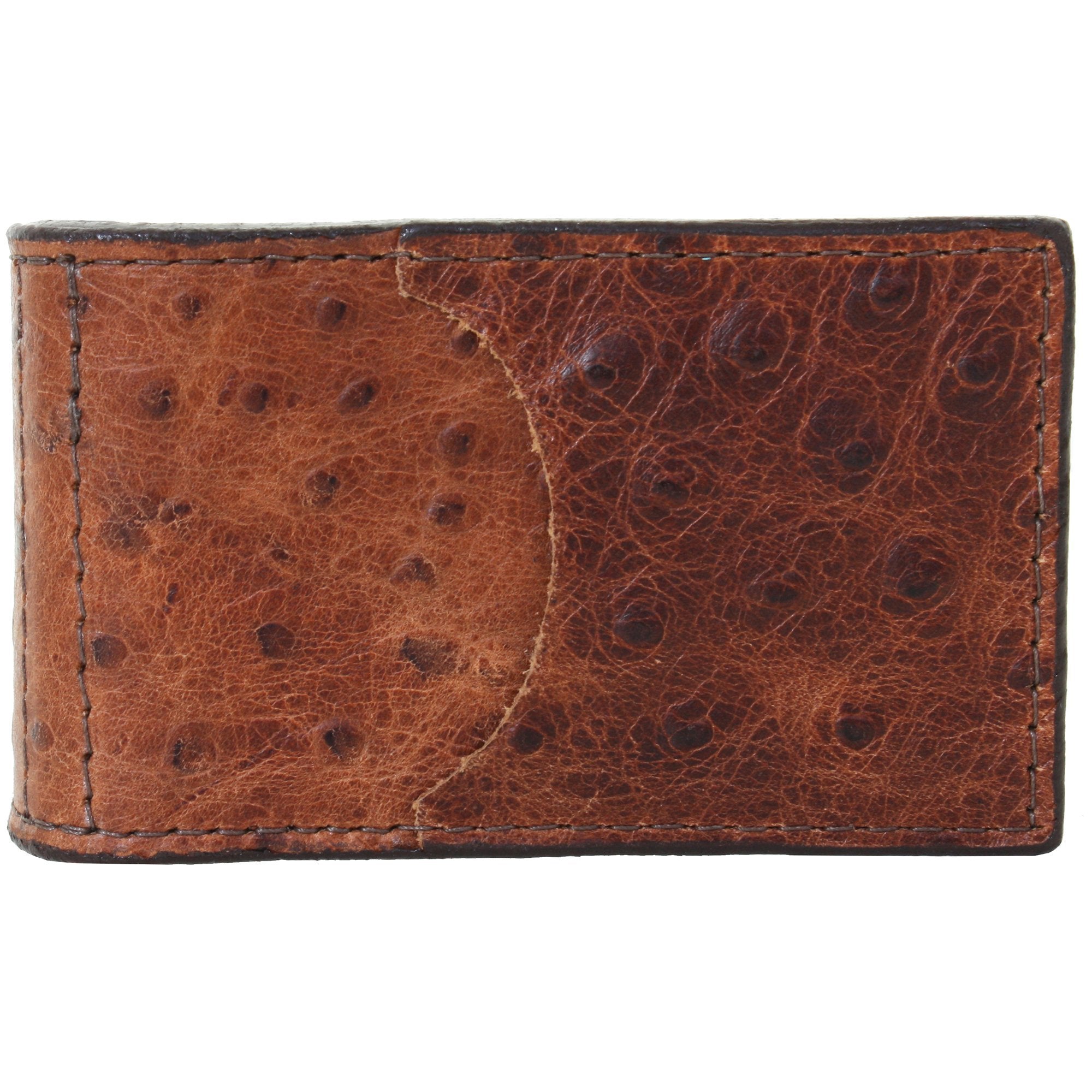 MC110 - Cognac Ostrich Print Pocket Money Clip - Double J Saddlery